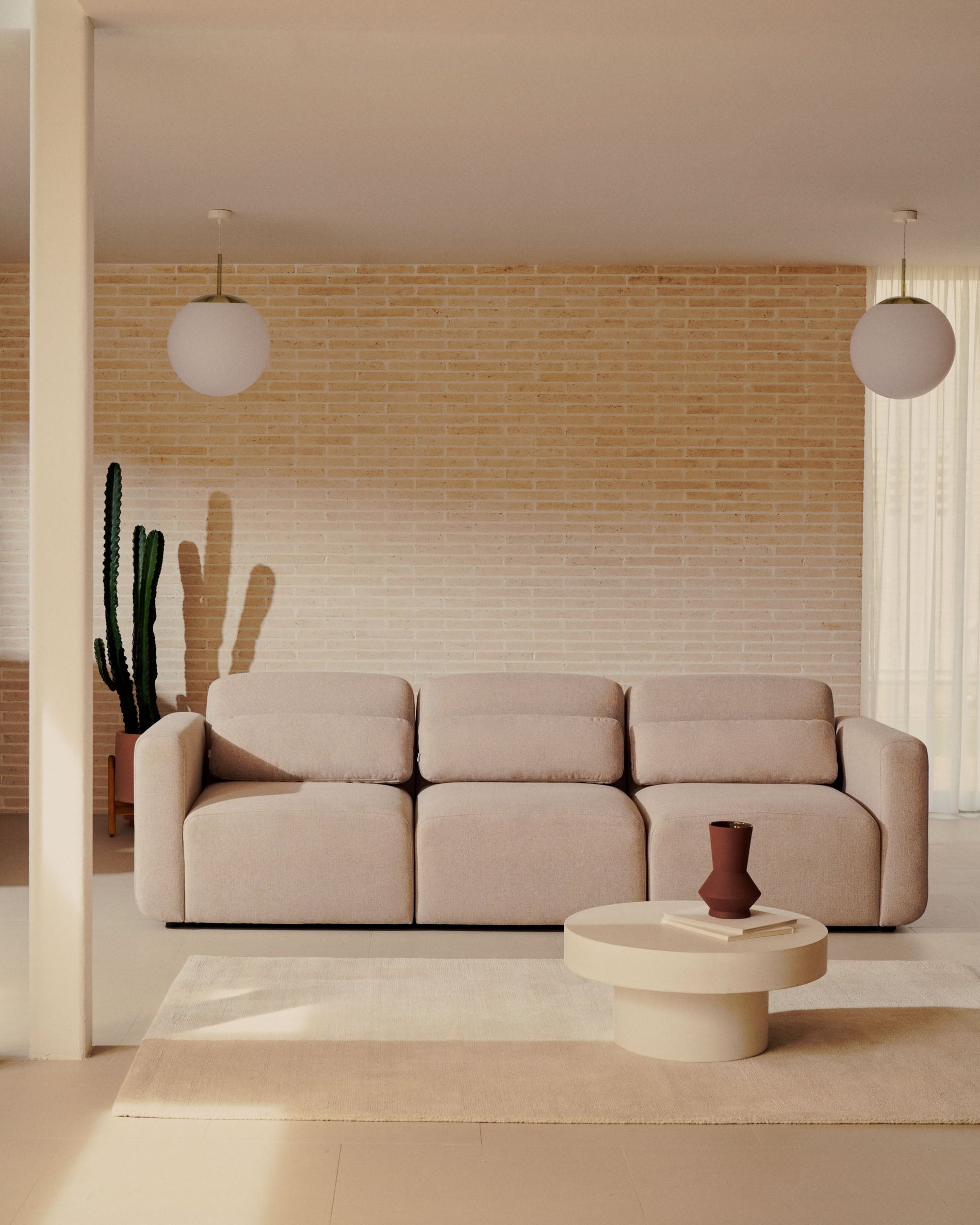 Neom 3 seater modular sofa in beige, 263 cm FSC Mix Credit - Lifestyle