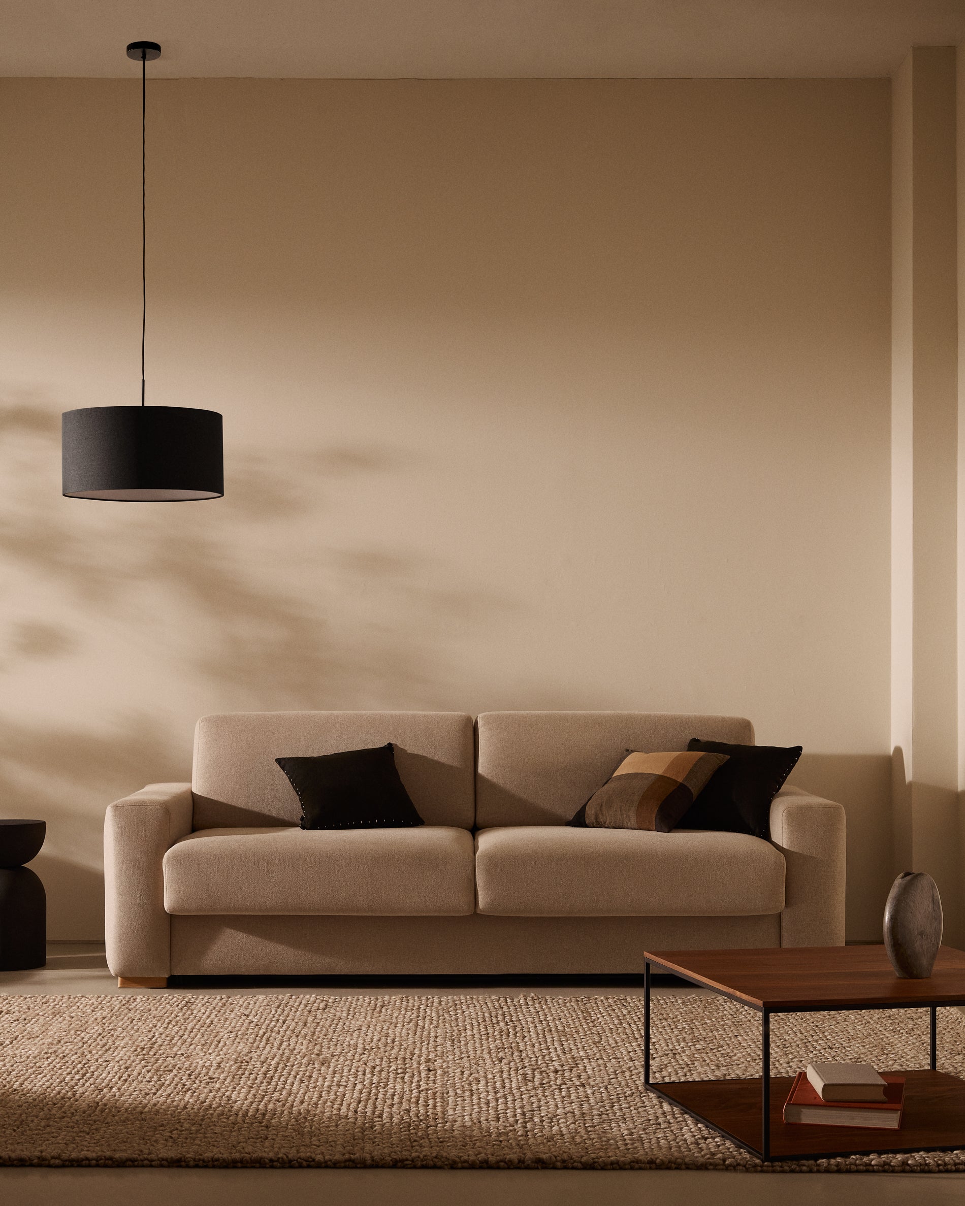 Anley beige 3-seater sofa bed with solid beech wood legs 224cm FSC Mix Credit - Lifestyle
