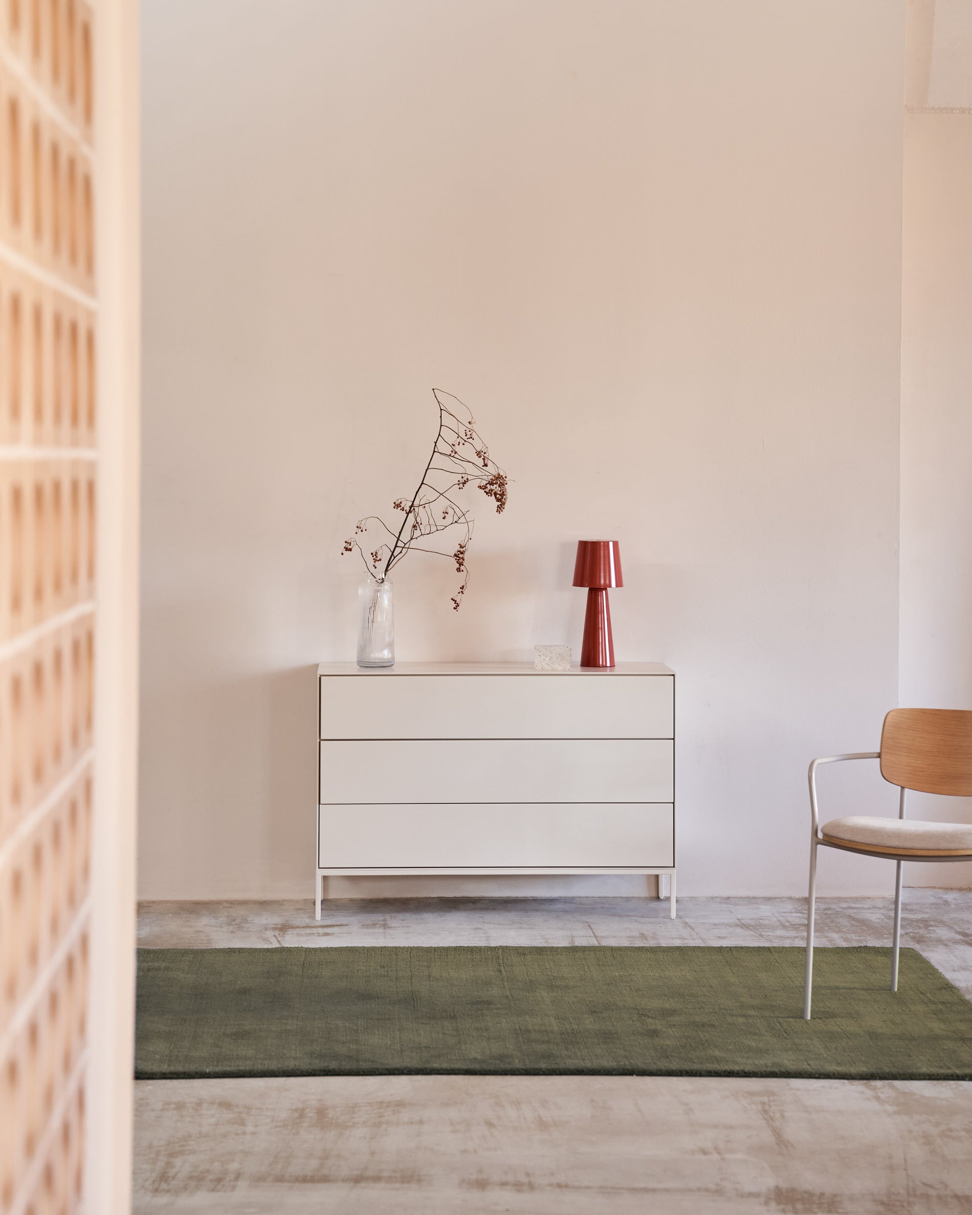 Vedrana 3-drawer chest of drawers white lacquered MDF 110 x 75 cm - Lifestyle