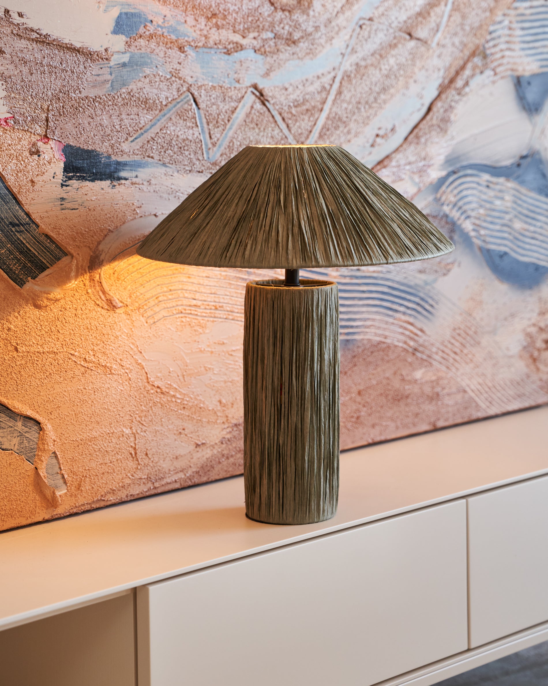 Samse table lamp in green raffia - Lifestyle