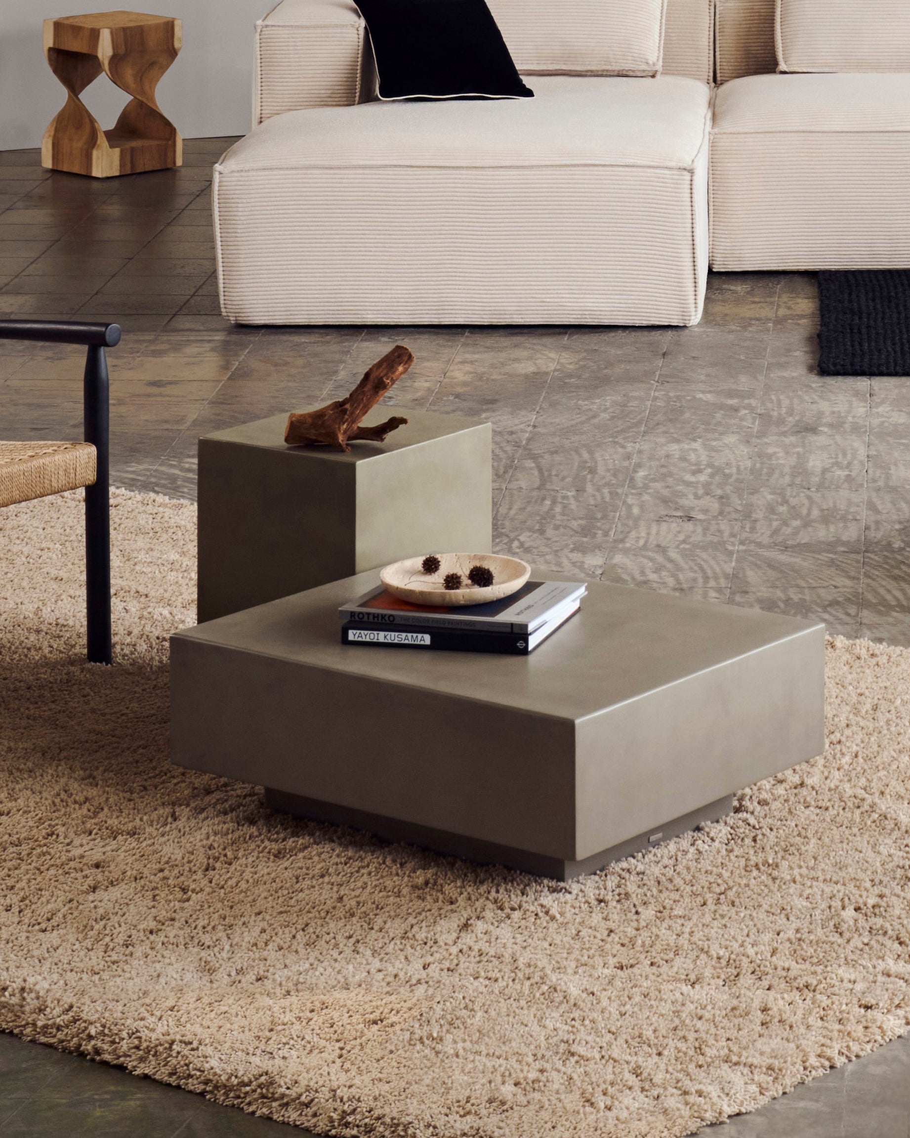 Rustella cement coffee table, 80 x 60 cm - Lifestyle