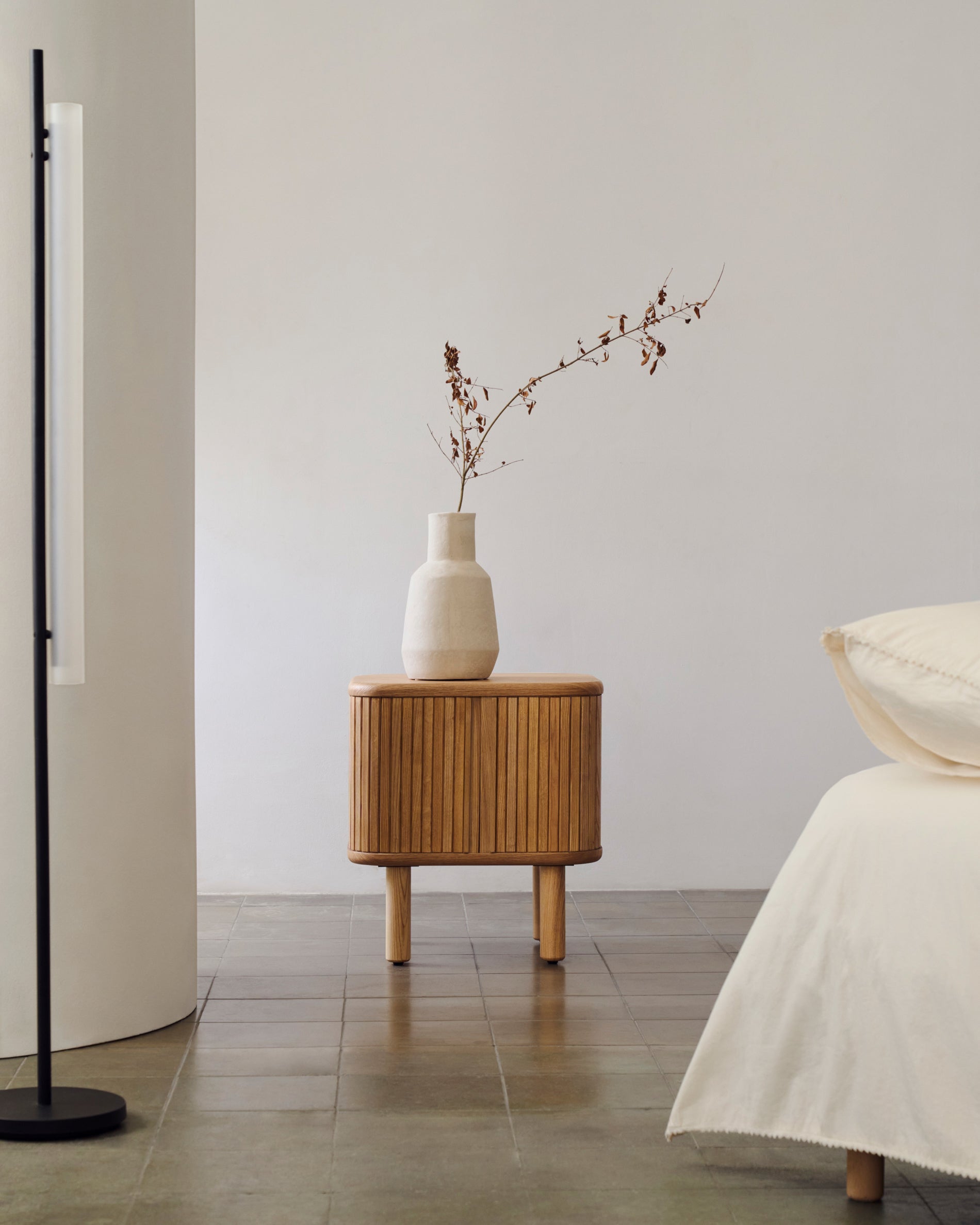 Mailen bedside table in ash veneer with a natural finish 50 x 55 cm - Lifestyle
