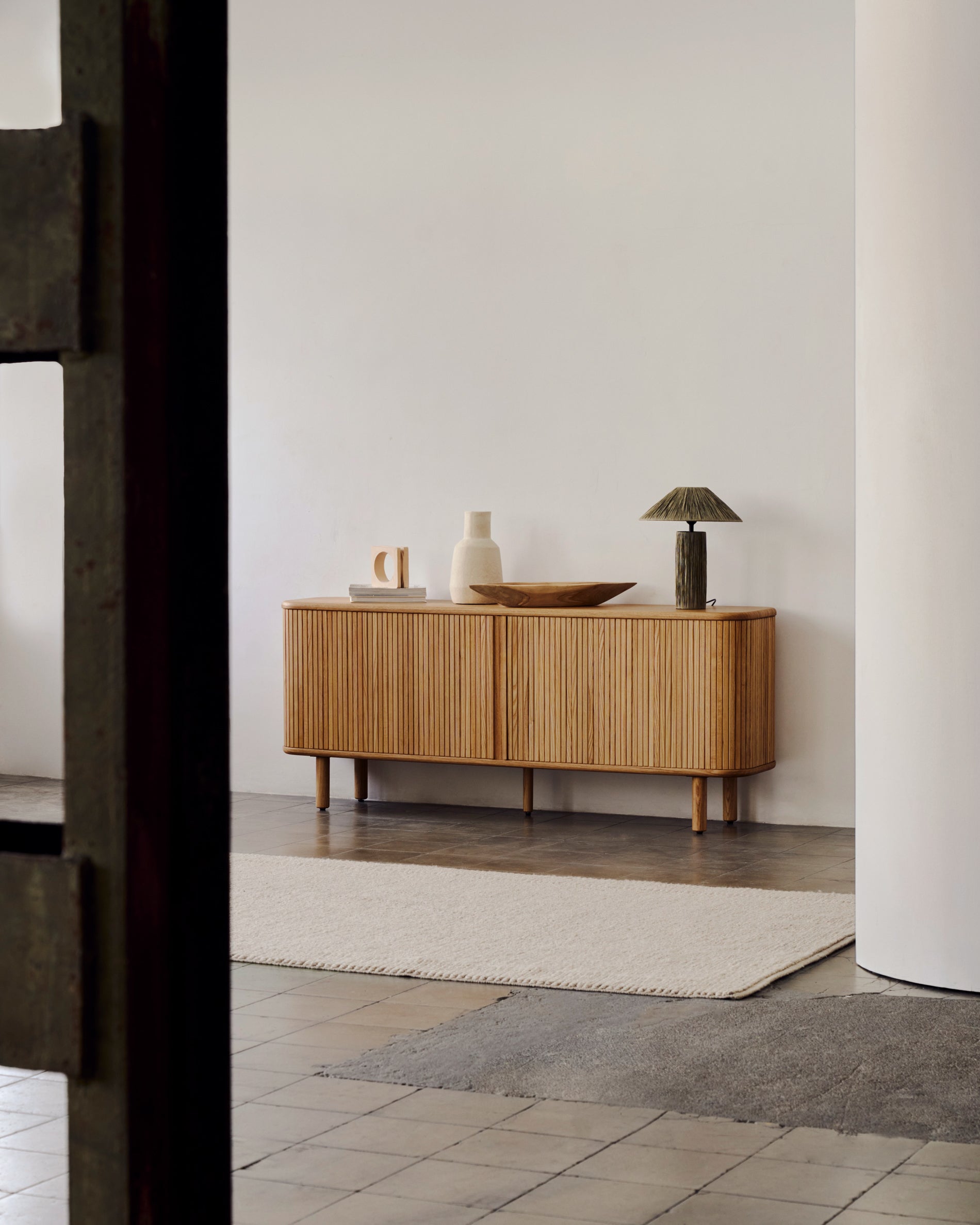 Mailen 2 door sideboard in ash veneer with a natural finish 180 x 75 cm - Lifestyle