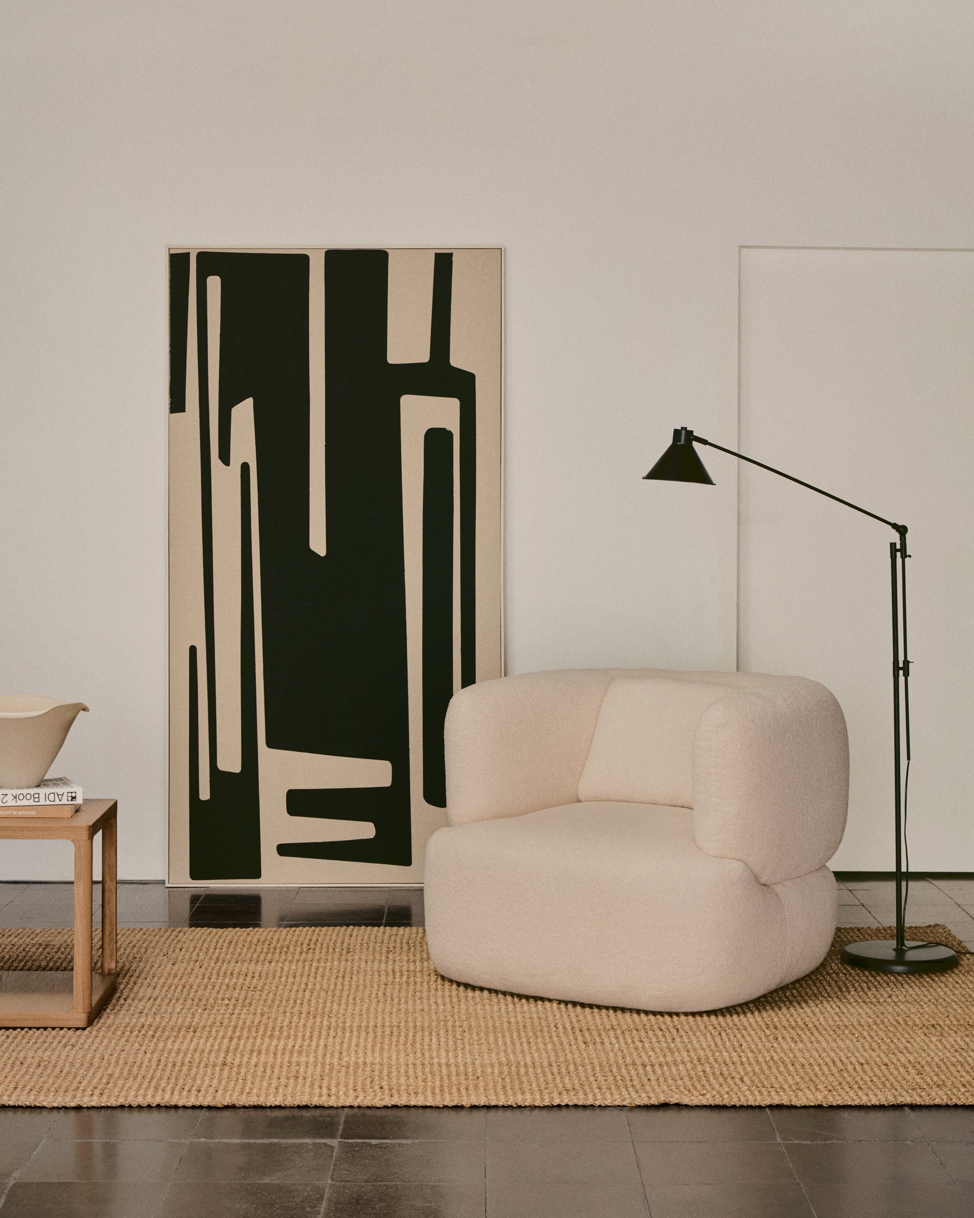 Martina ecru bouclé swivel armchair with cushion FSC Mix Credit - Lifestyle