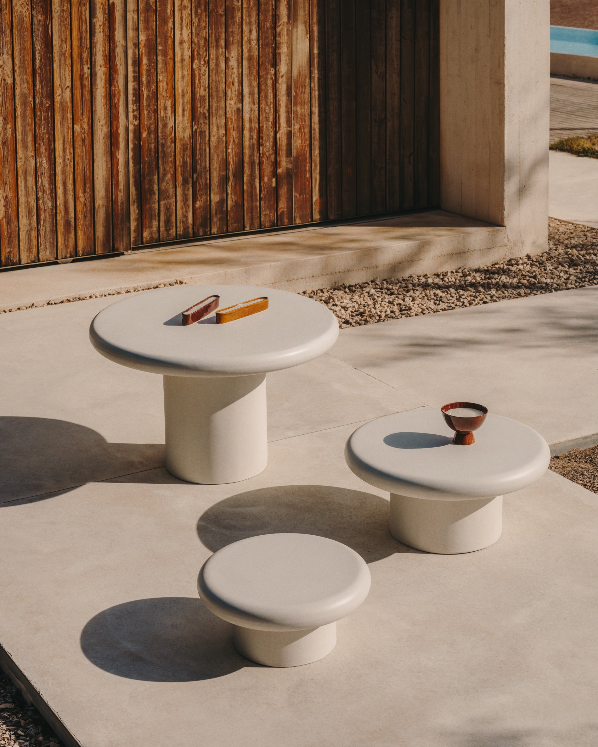 Addaia Round White Cement Coffee Table Ø90 cm - Lifestyle