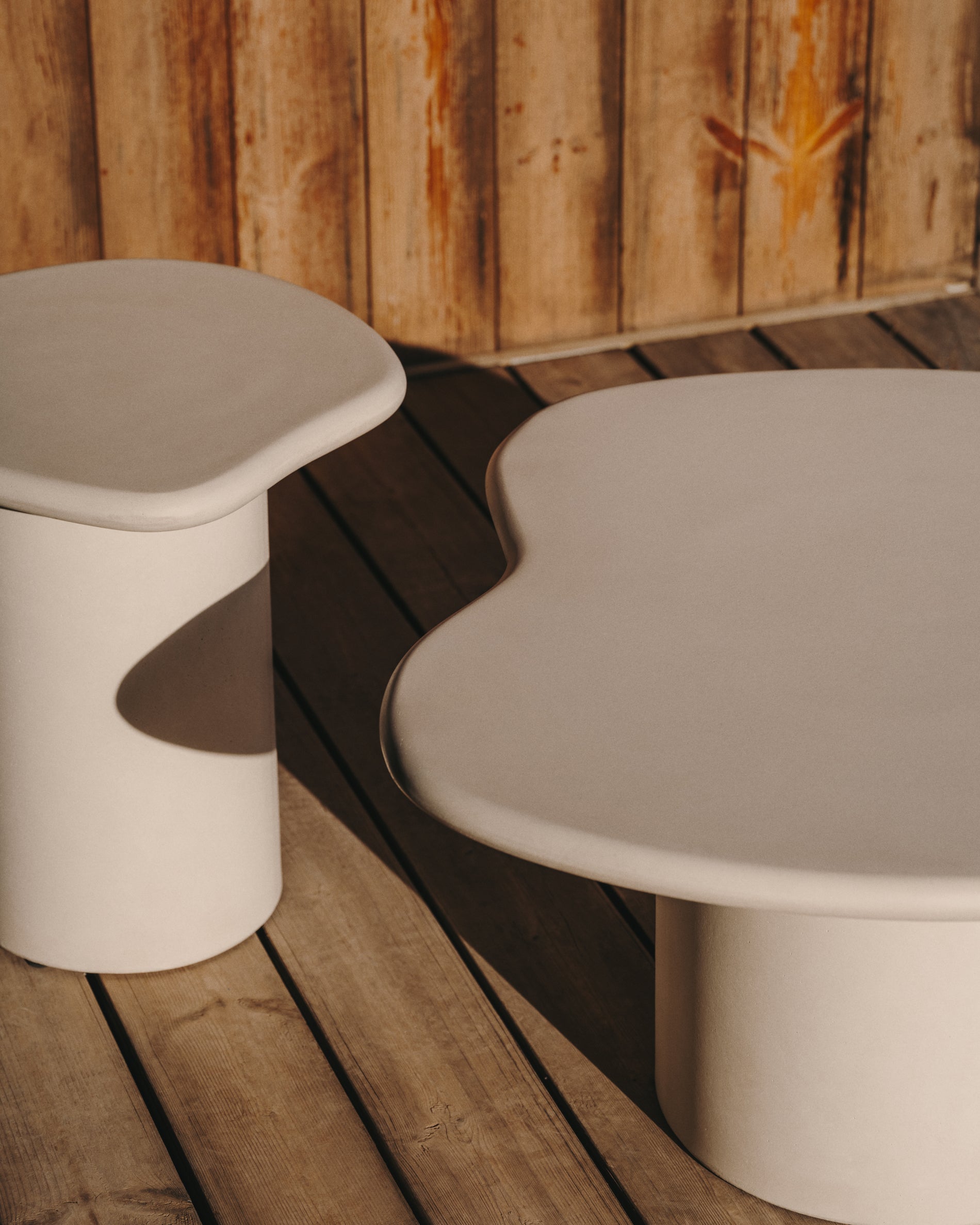 Macarella white cement side table, 48 x 47 cm - Lifestyle