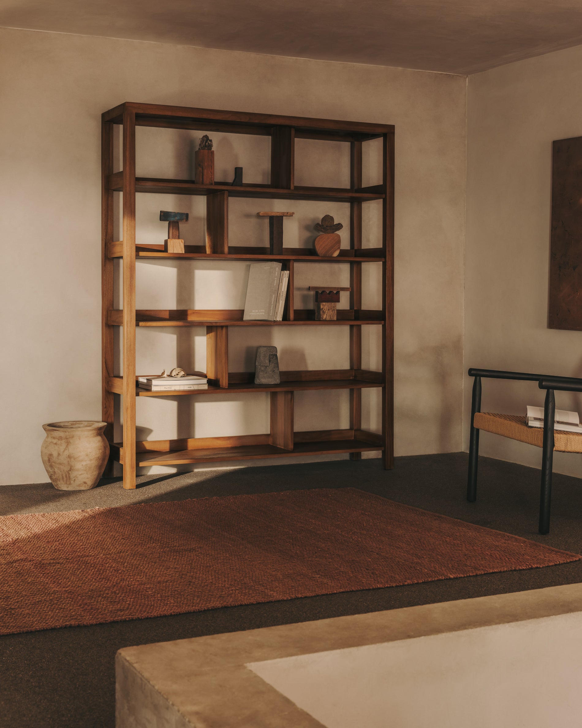 Sashi shelf system, made of solid teak wood, 150 x 185 cm