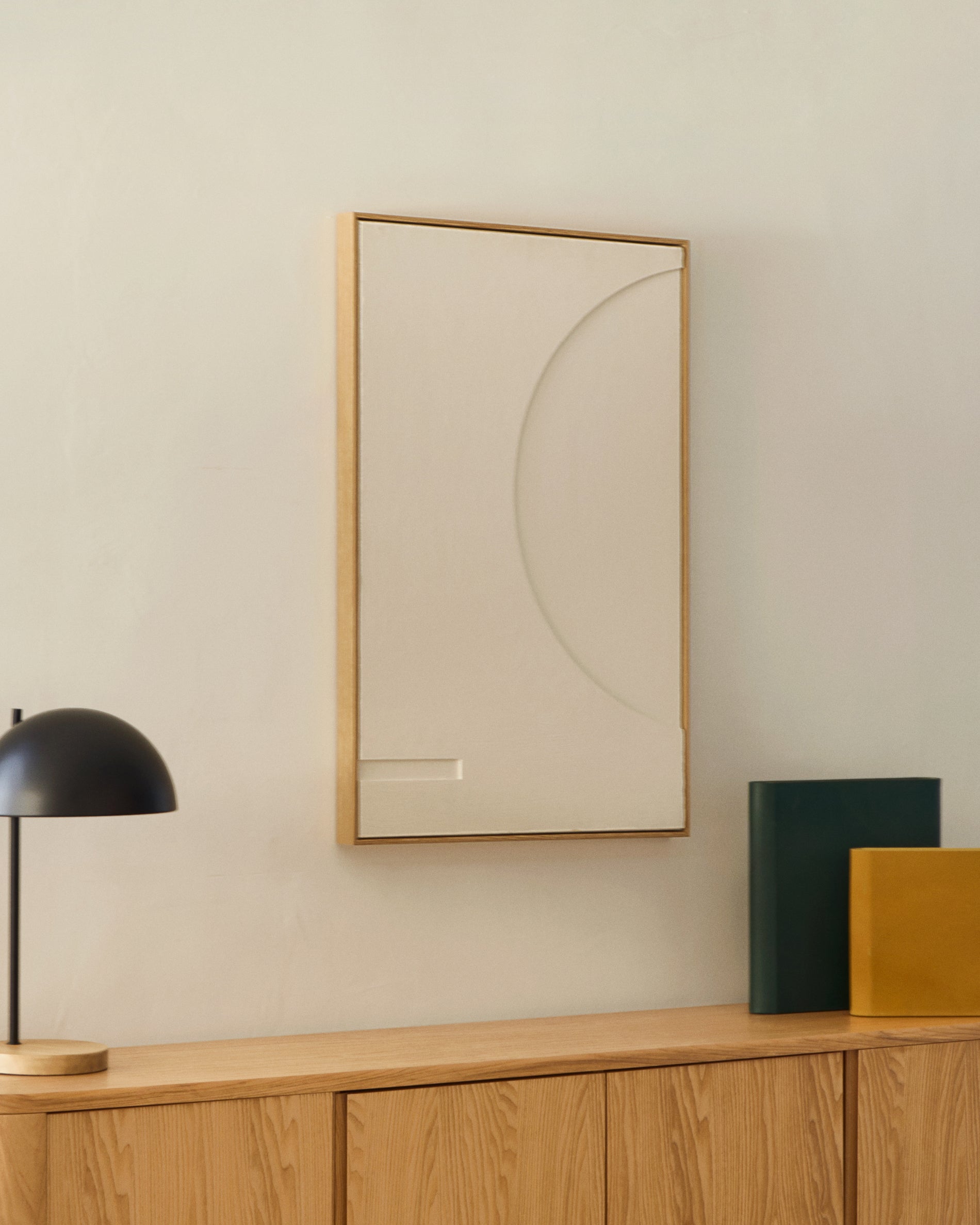 Sefri picture with circular geometric shapes in white 60 x 90 cm - Lifestyle