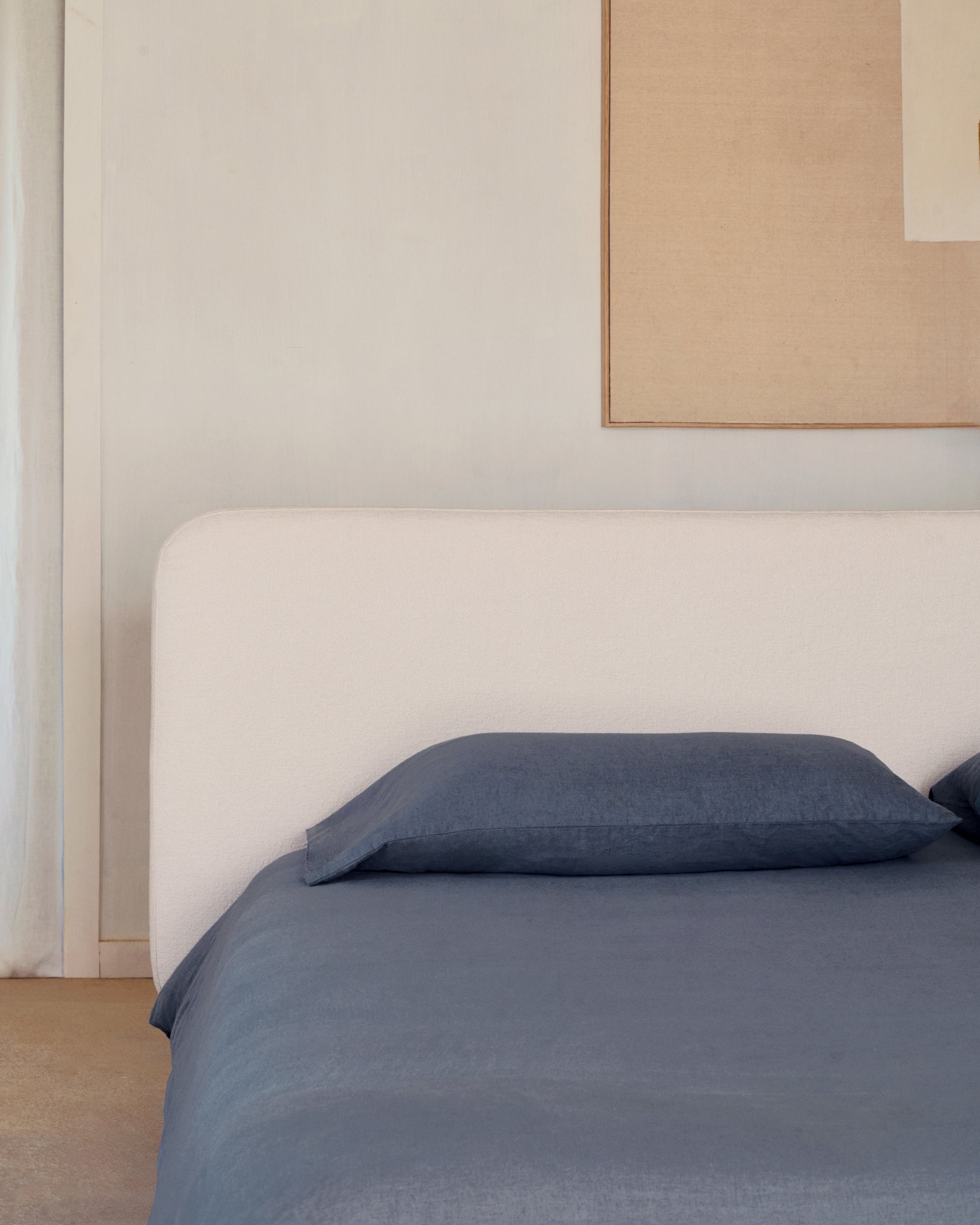 Simmel kék, pamut és len ágytakaró és párnahuzat szett, 150 cm-es ágyhoz