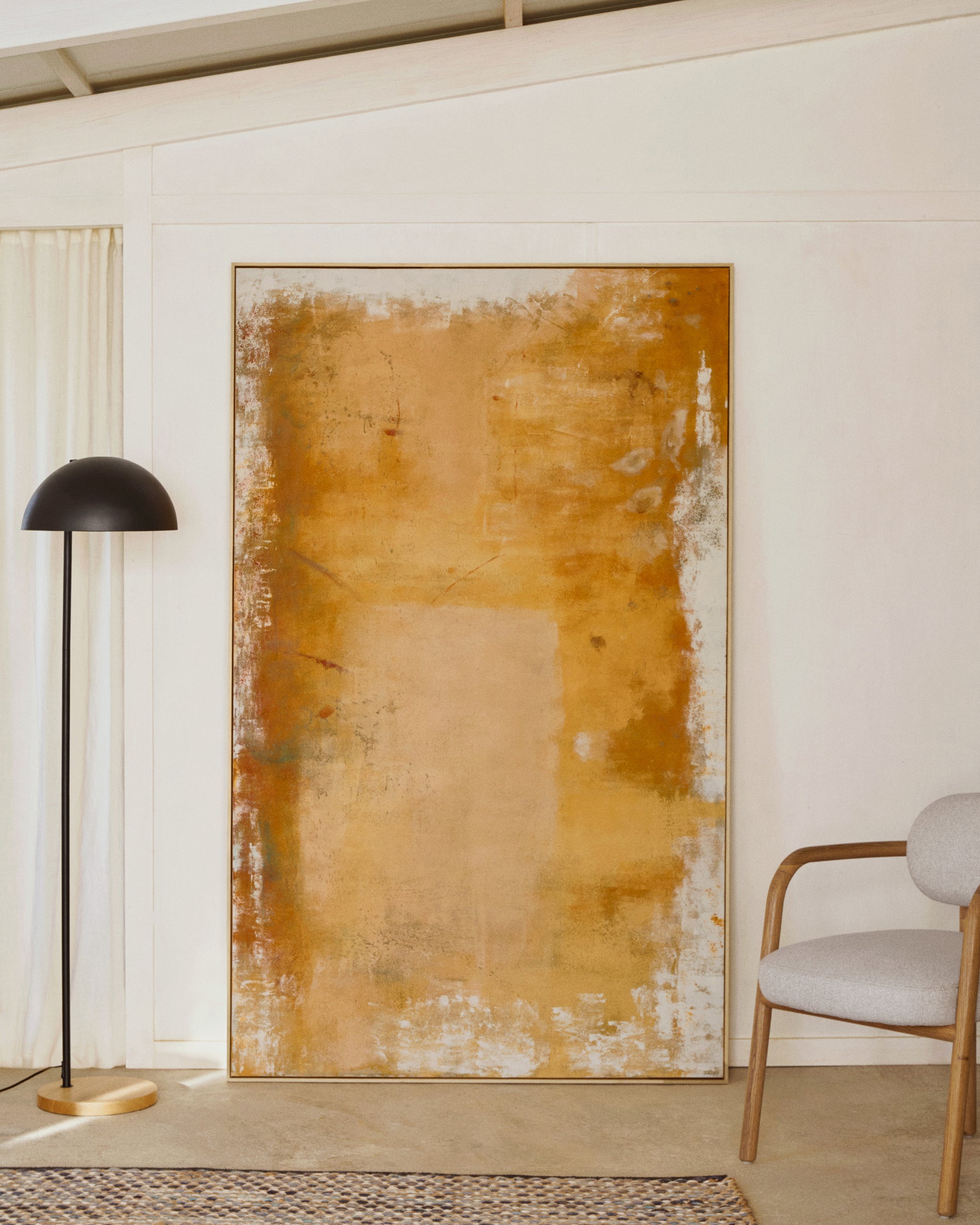 Selnar abstract yellow painting 202 x 122 cm - Lifestyle