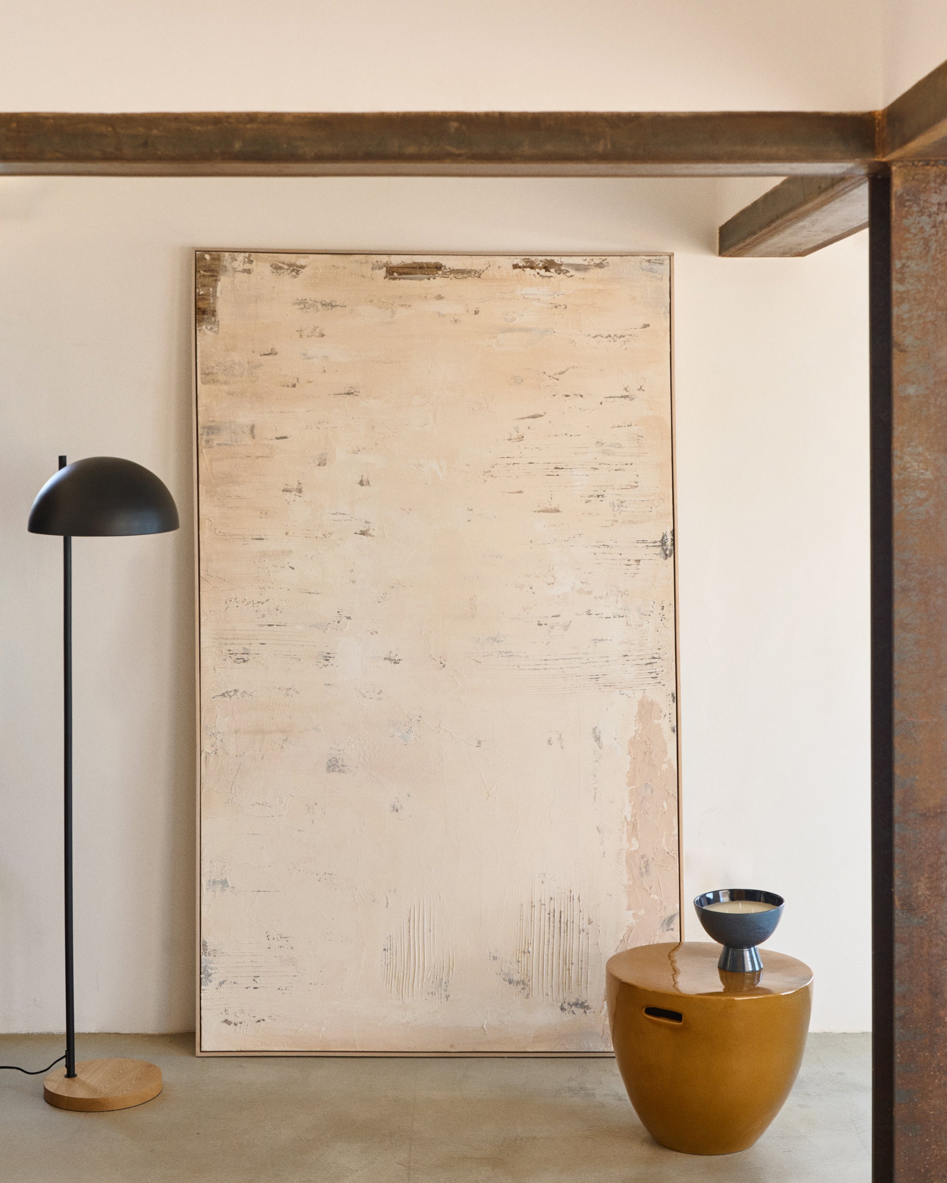 Silpa abstract painting in light beige 200 x 120 cm - Lifestyle