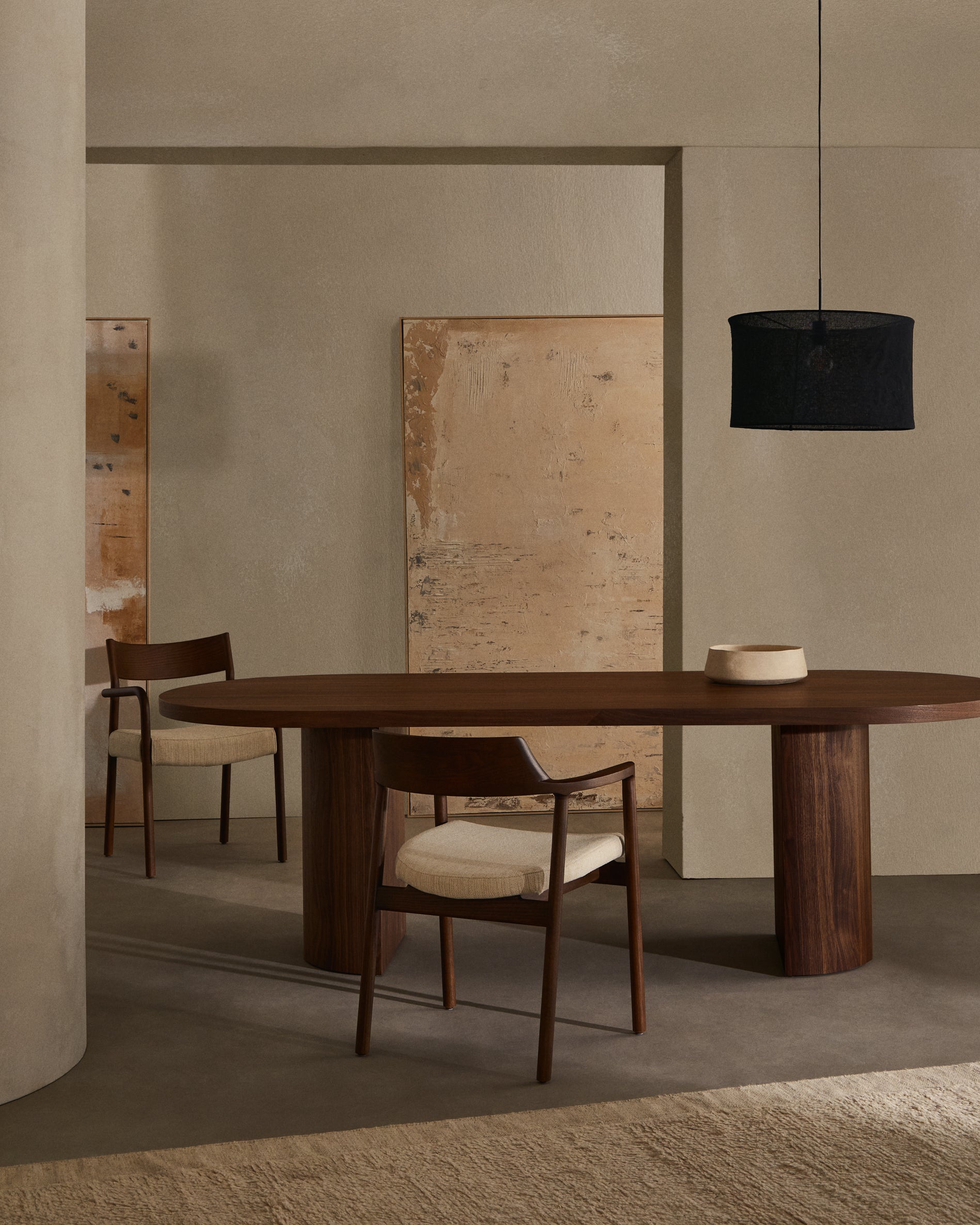 Nealy table with a walnut veneer in a dark finish, 240 x 100 cm - Lifestyle