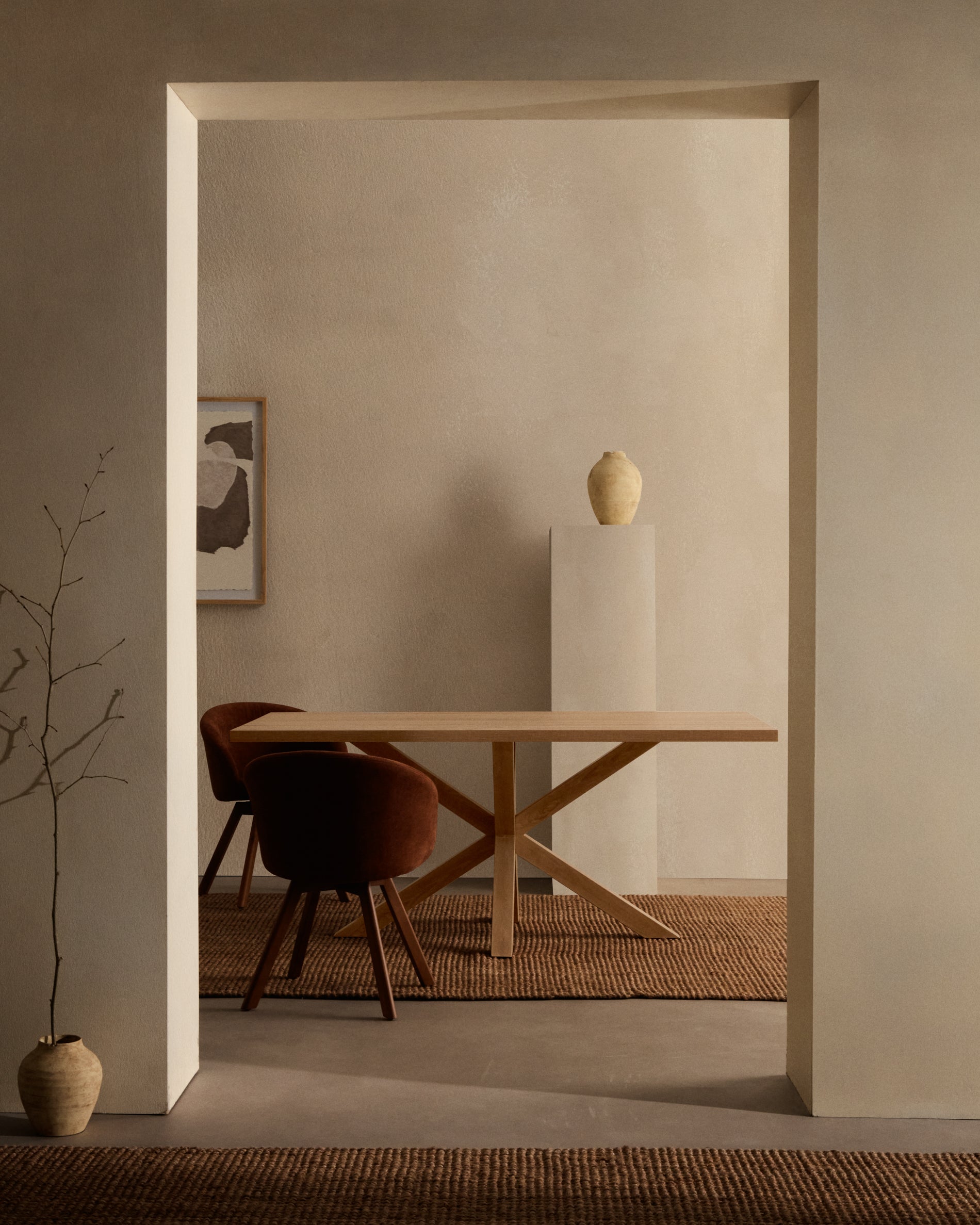 Argo table in melamine with natural finish and wood-effect steel legs 200 x 100 cm - Lifestyle