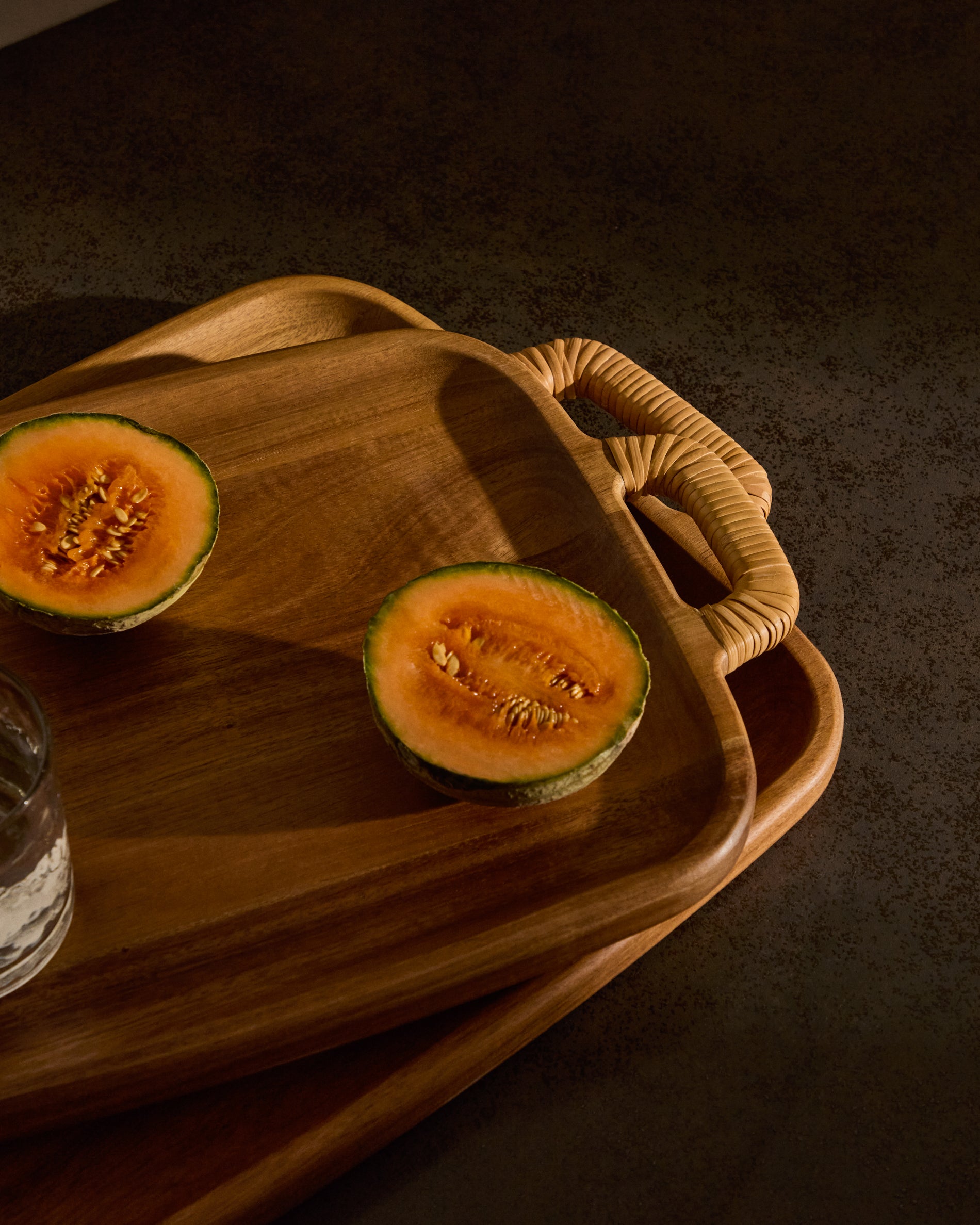 Sardis large serving board made from FSC 100% acacia wood and rattan - Lifestyle
