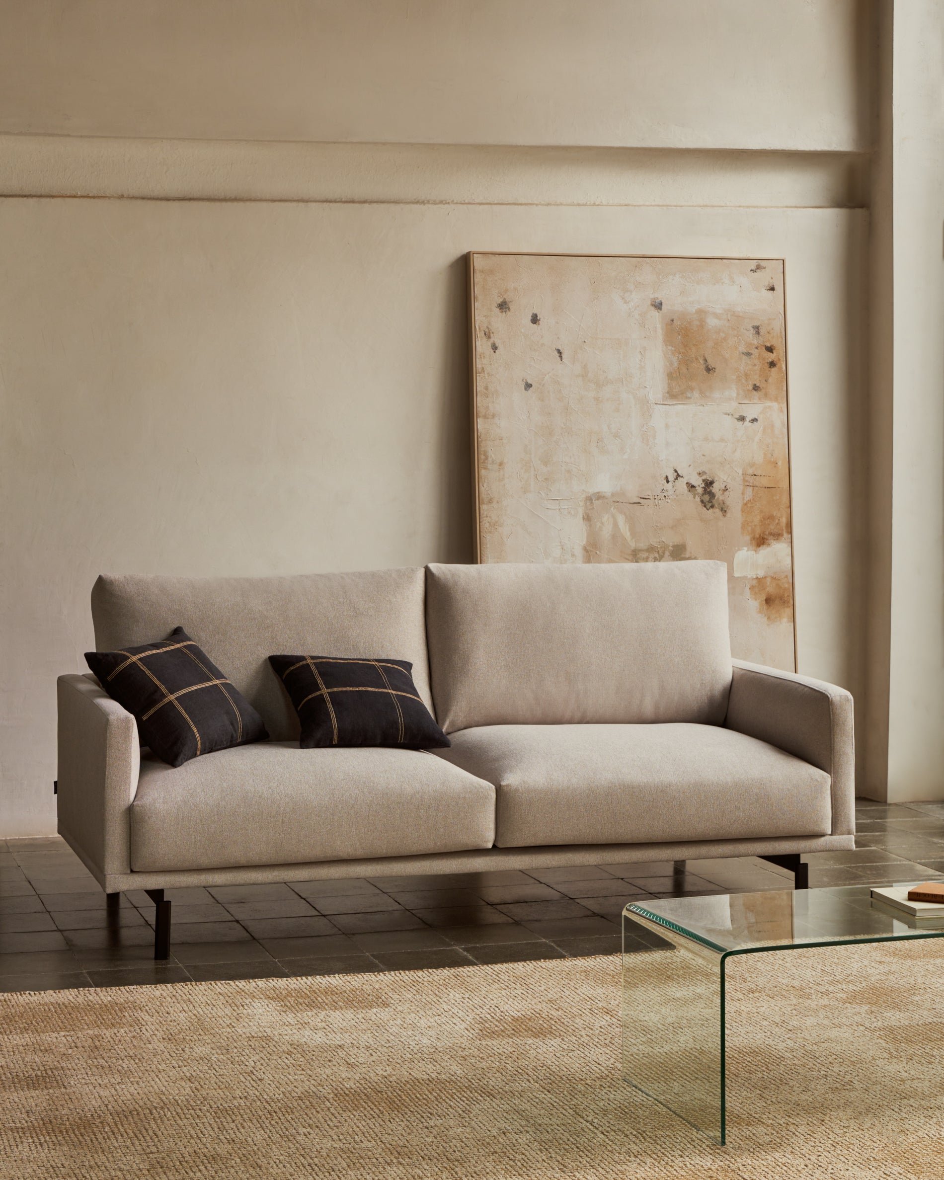 Galene 3 seater sofa in beige, 214 cm FSC Mix Credit - Lifestyle