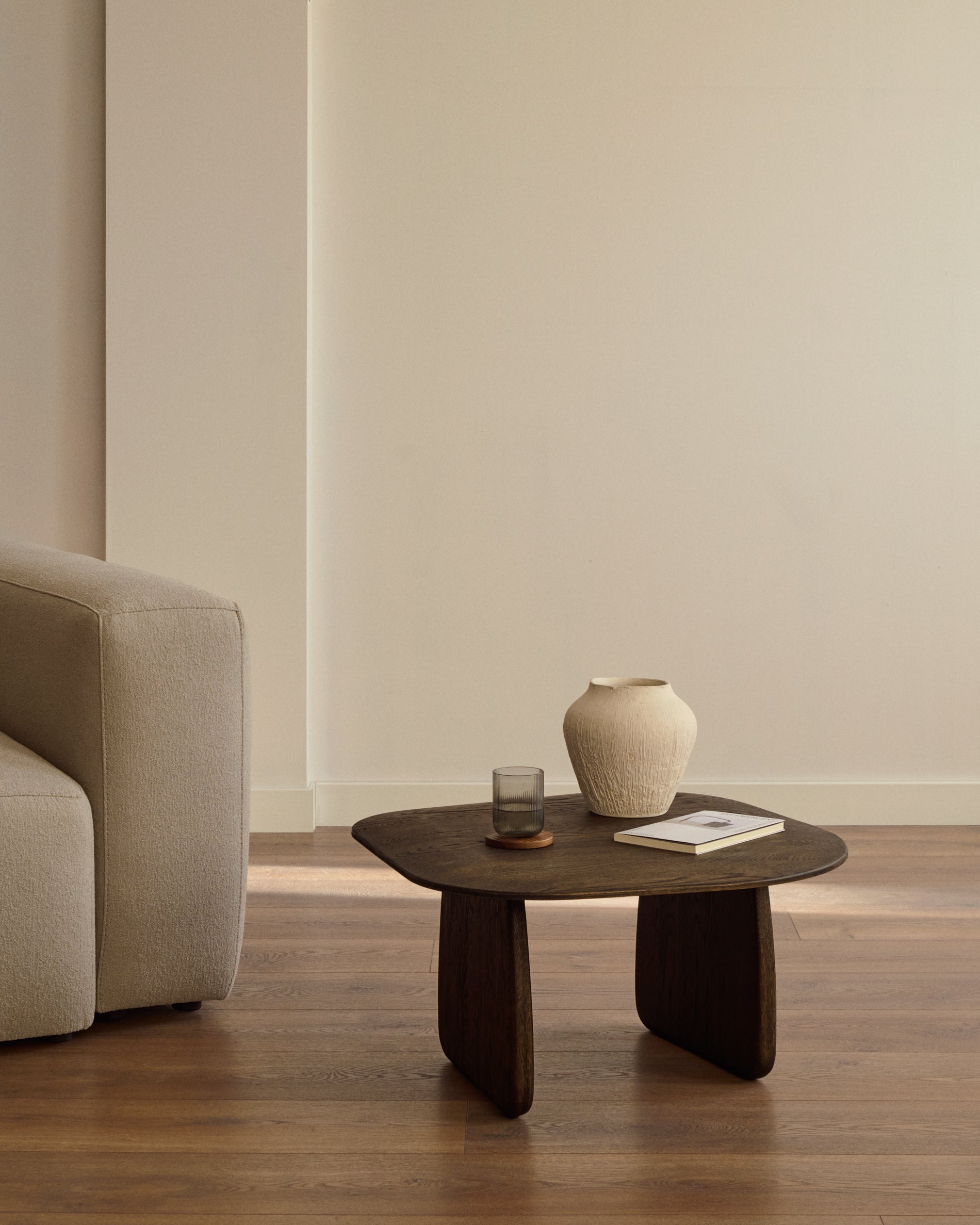 Pirita side table made from solid oak wood in a dark finish, 70.6 x 70 cm FSC 100% - Lifestyle