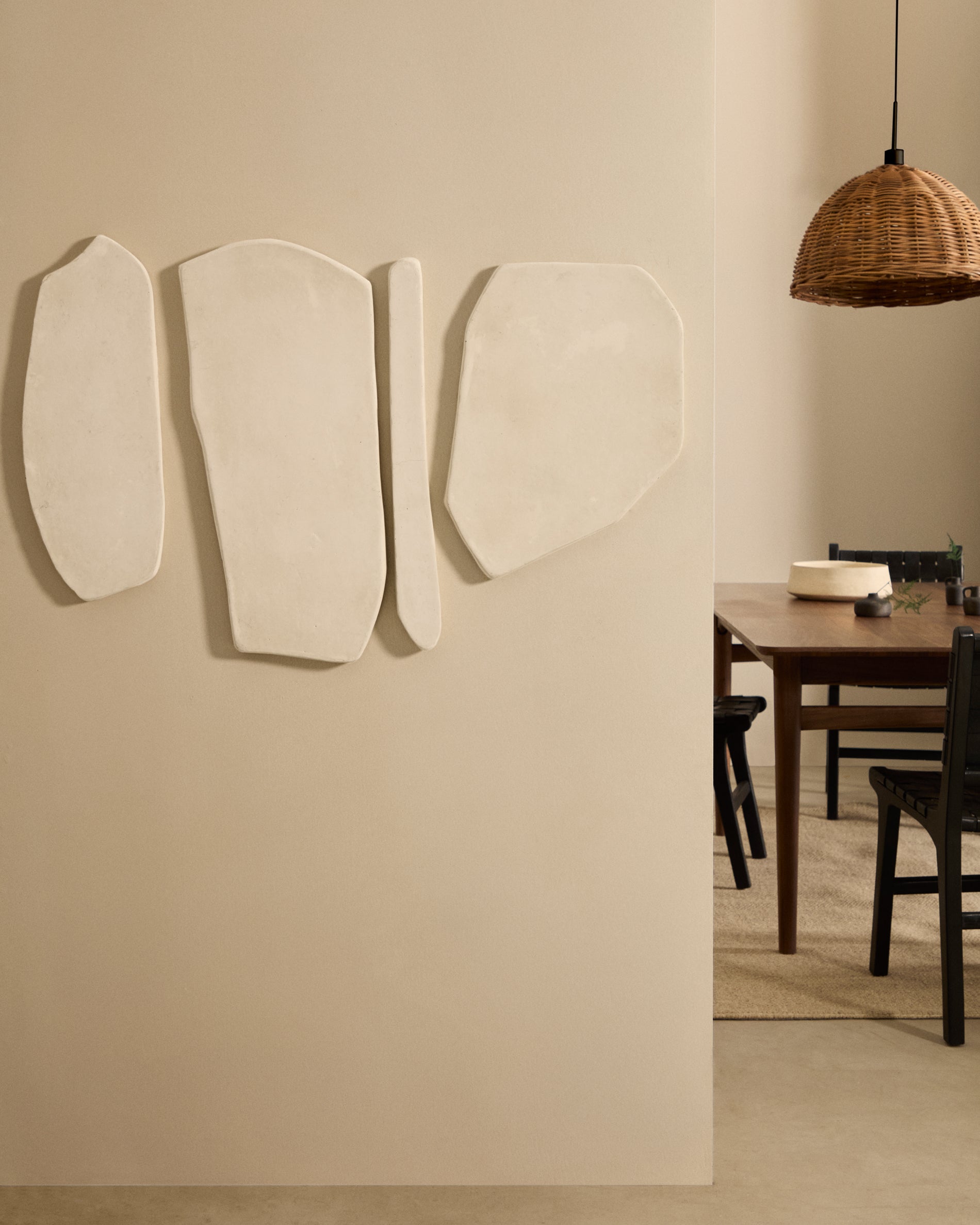 Siluna set of 4 wall panels in white papier-mâché - Lifestyle
