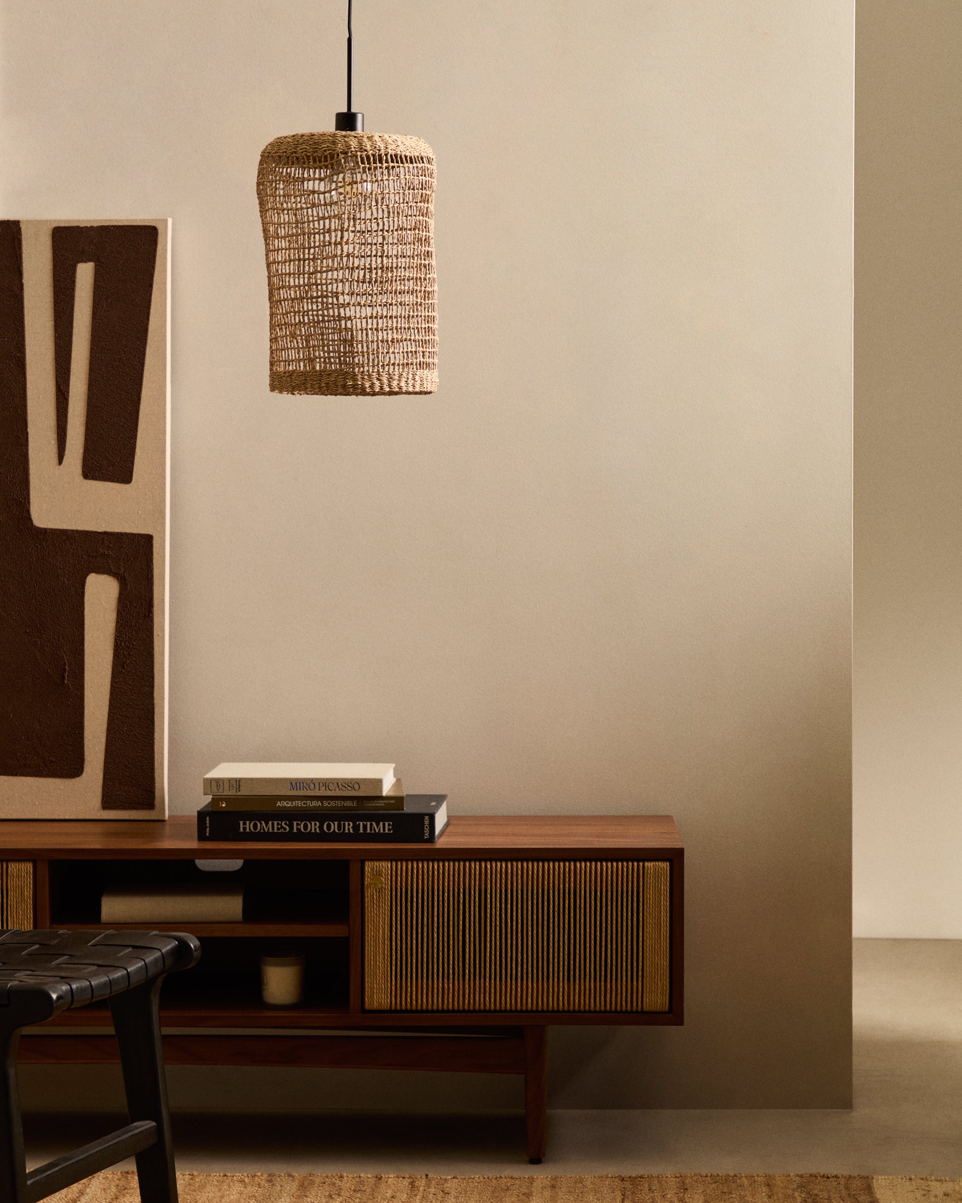 Laiar rattan ceiling lamp shade in a natural finish Ø27 cm - Lifestyle