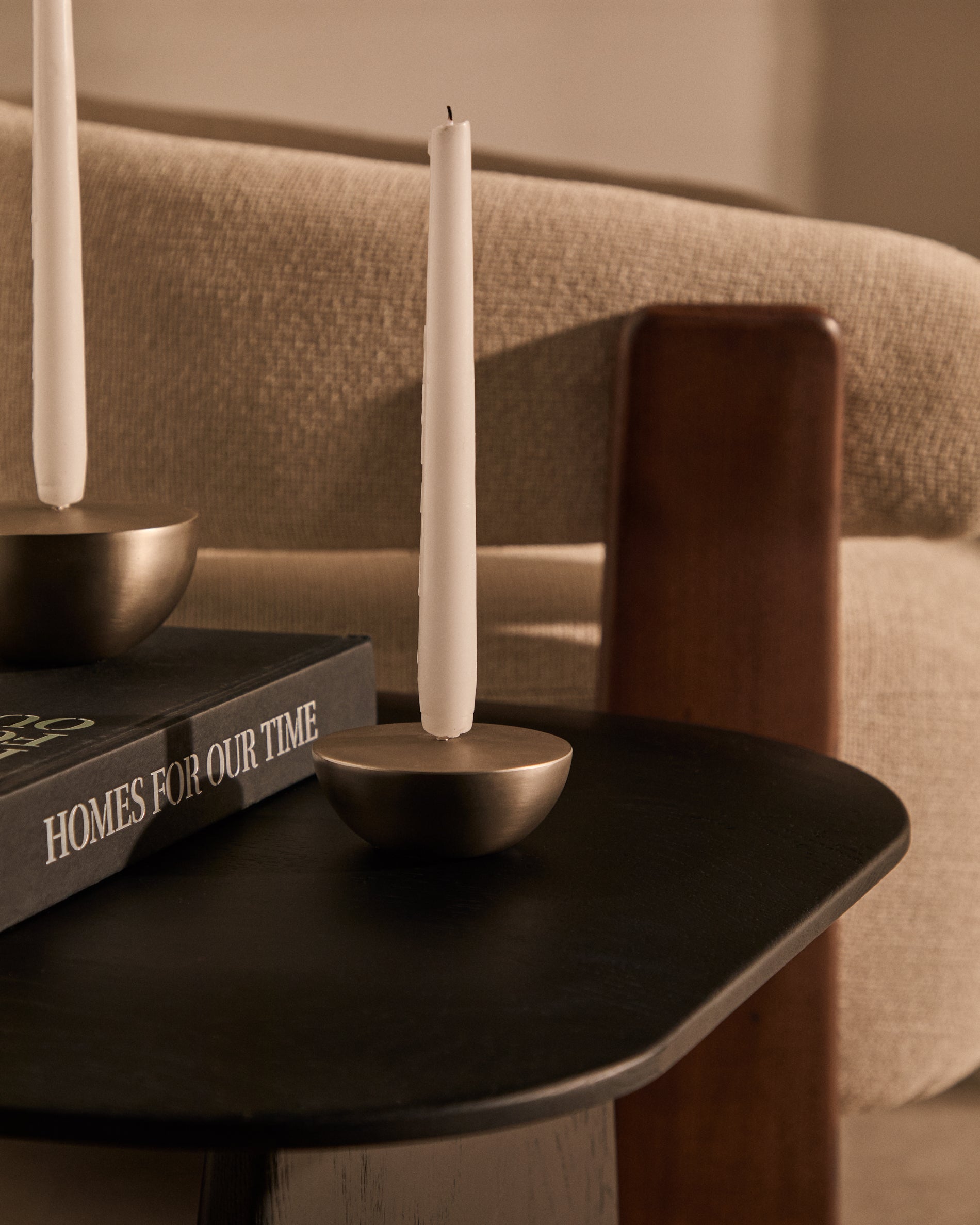 Quira small candle holder in silver-plated stainless steel - Lifestyle