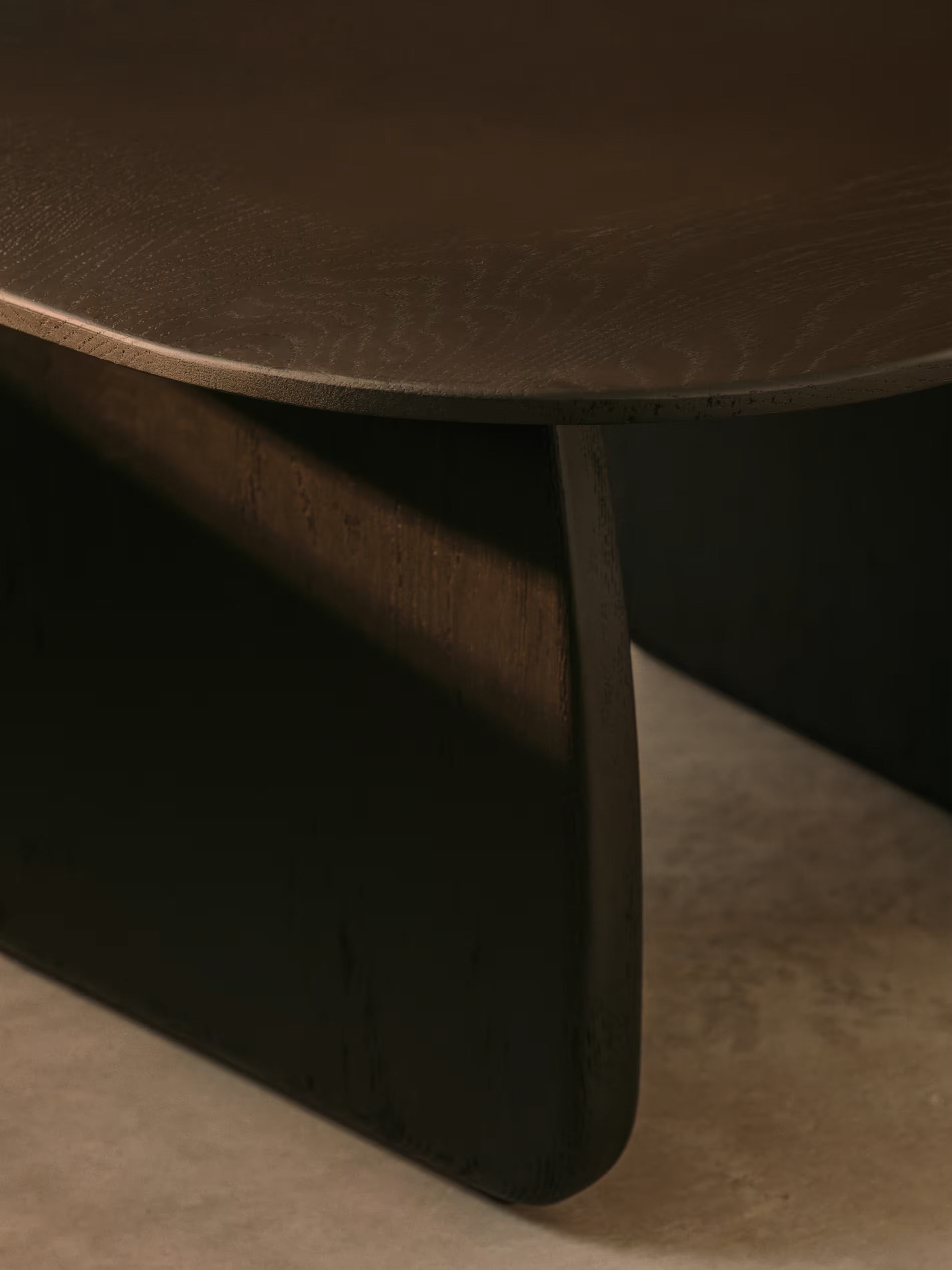 Pirita side table in solid oak with black surface treatment, 70.6 x 70 cm, 100% FSC certified.