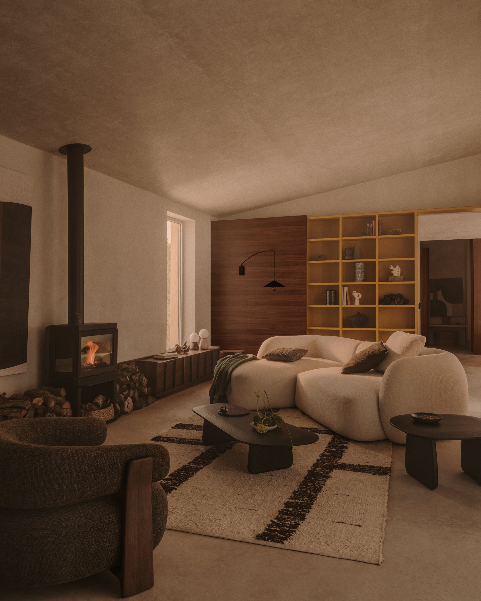 Martina ecru chenille 3-seater modular sofa with left chaise longue 287cm - Lifestyle