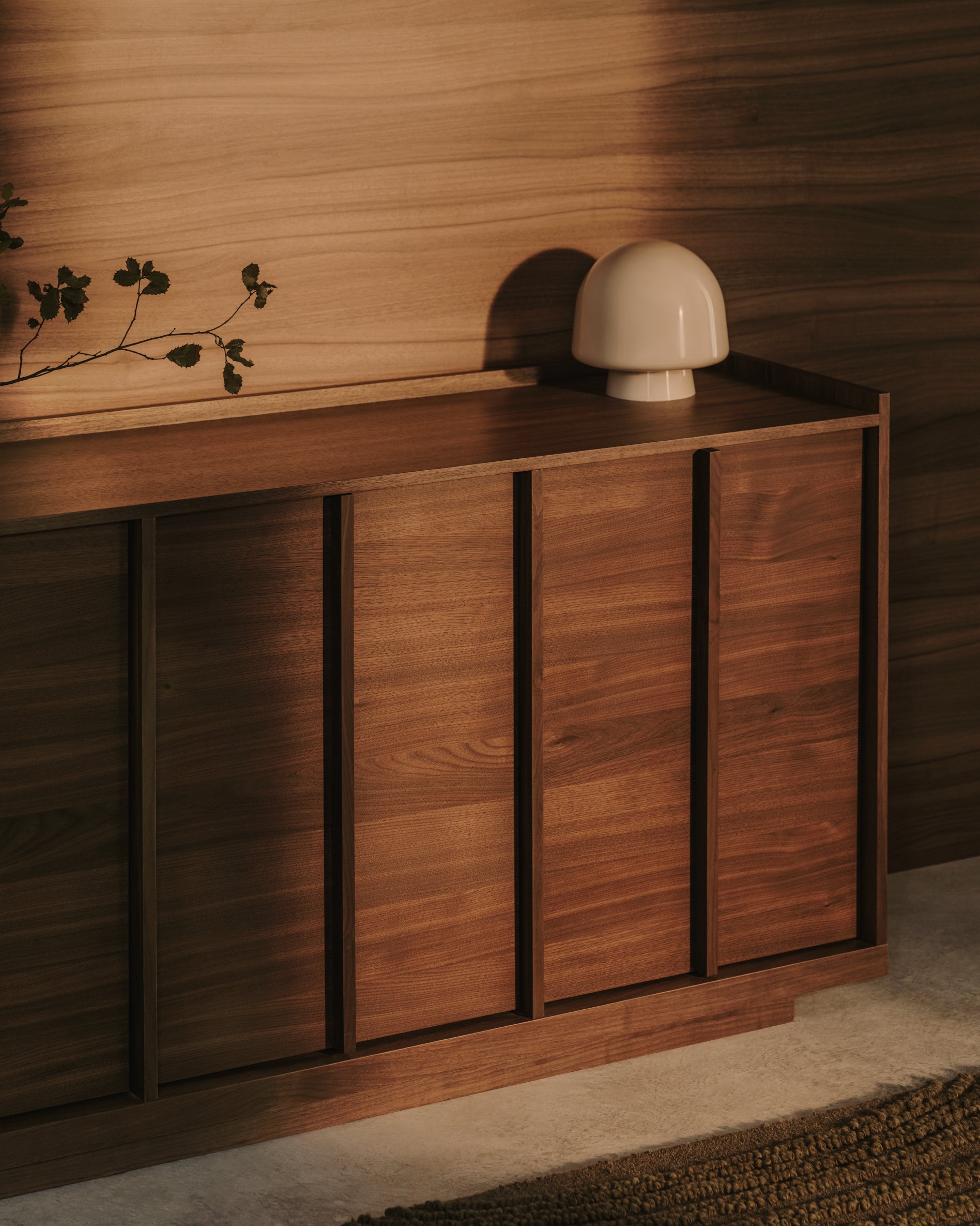 Onix sideboard with a walnut veneer in a dark finish, 200 x 80 cm FSC Mix Credit - Lifestyle