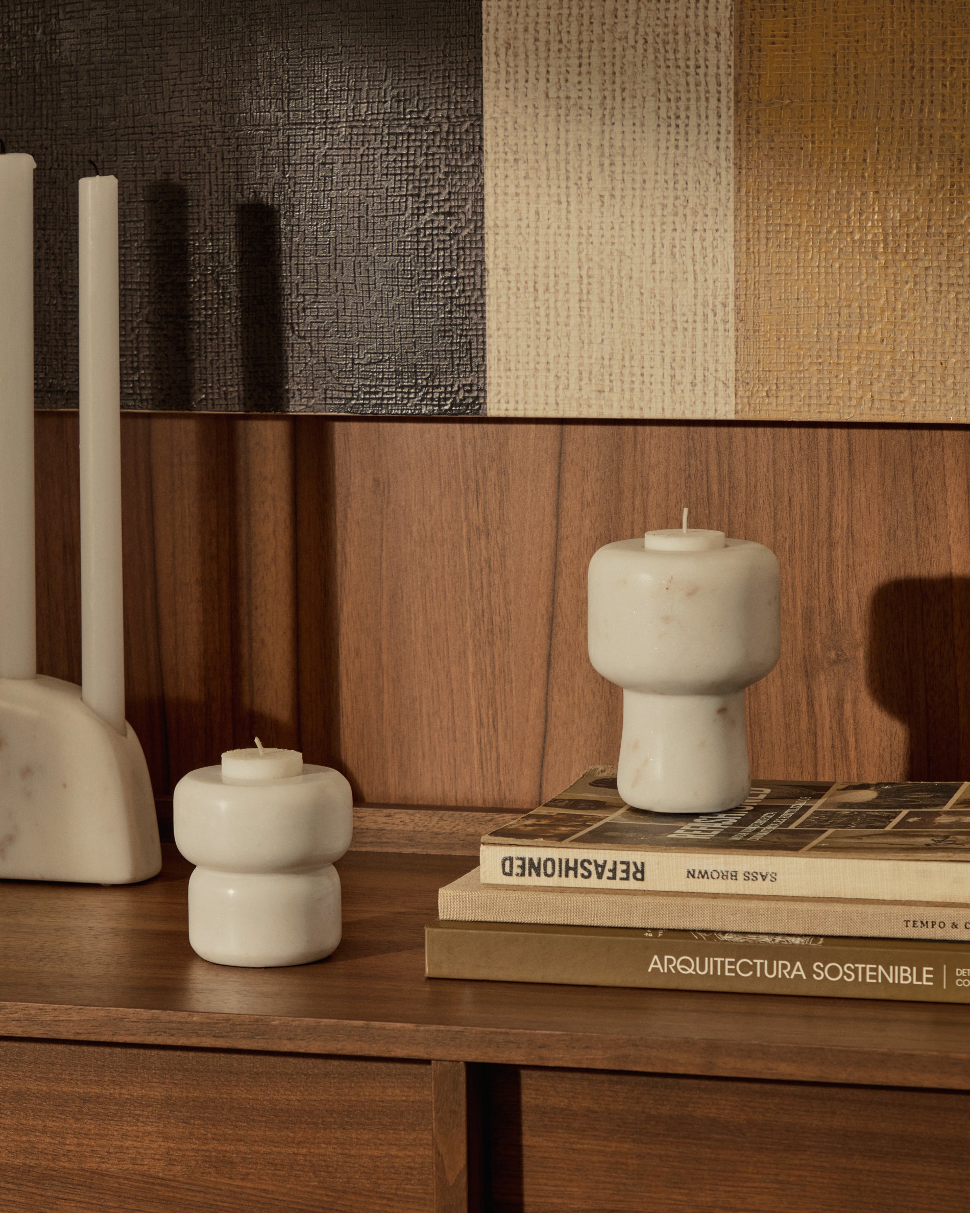 Signe small, white marble candlestick, 12 cm - Lifestyle