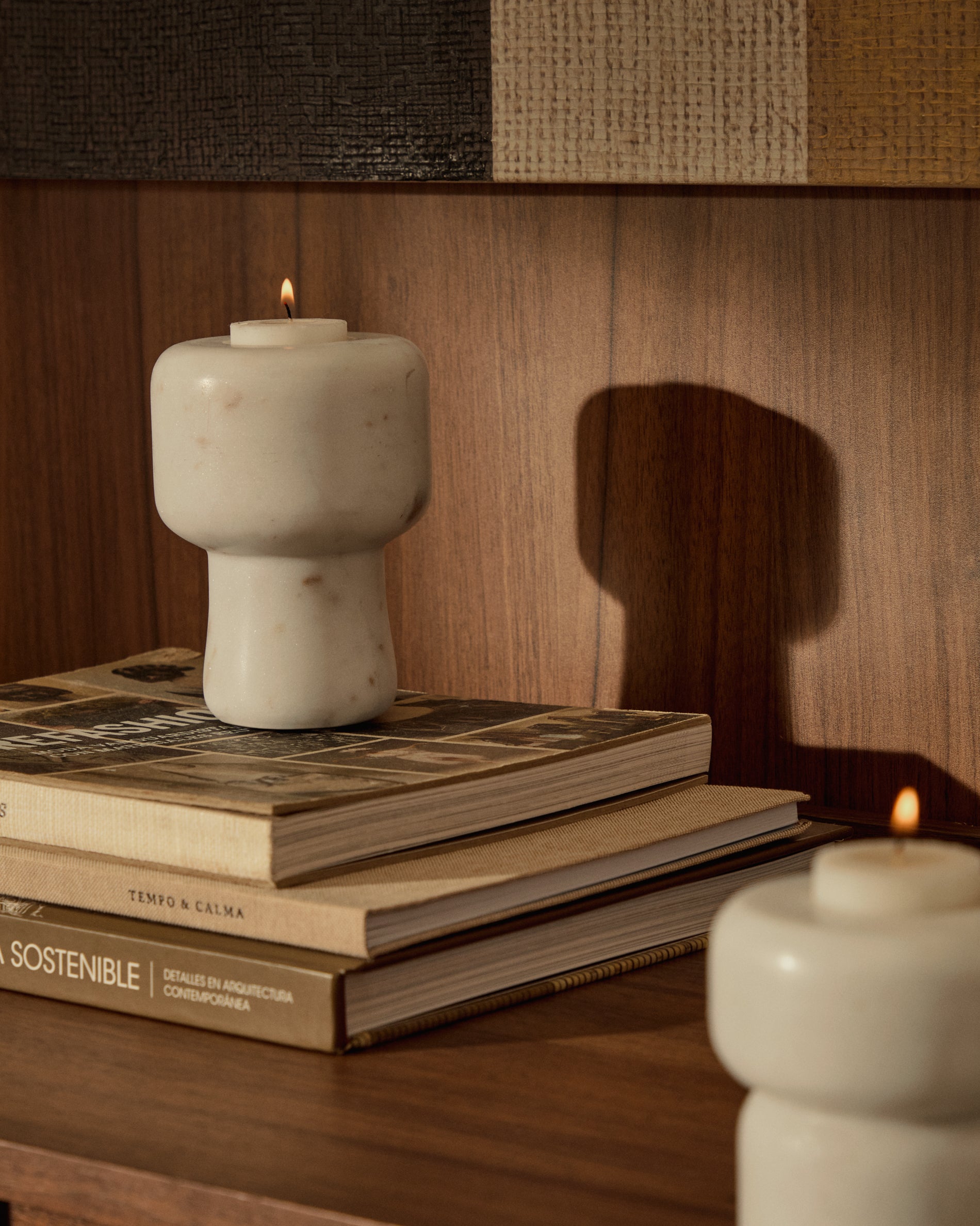 Signe small, white marble candlestick, 12 cm - Lifestyle