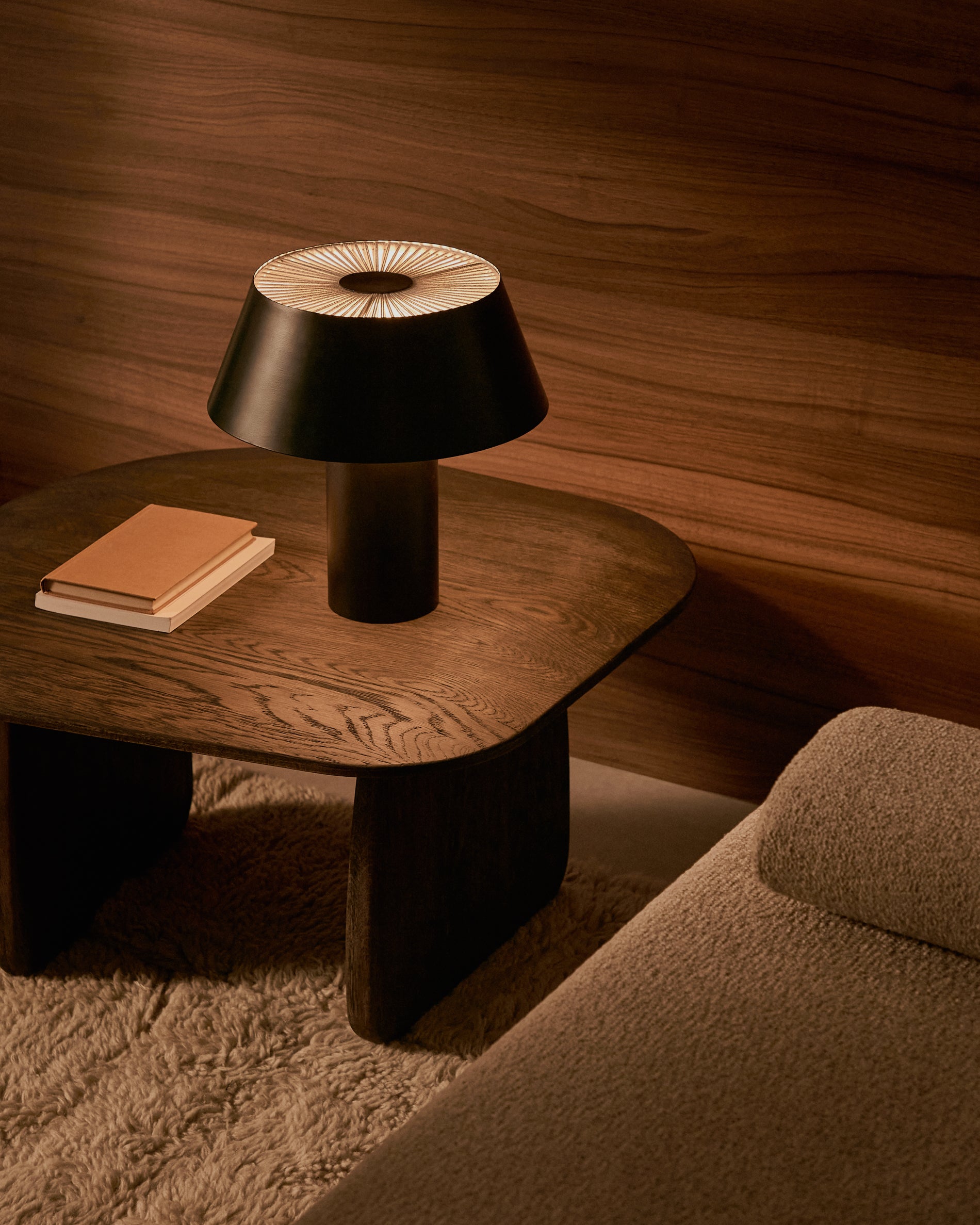 Ancare table lamp in black metal and beige rope cord - Lifestyle