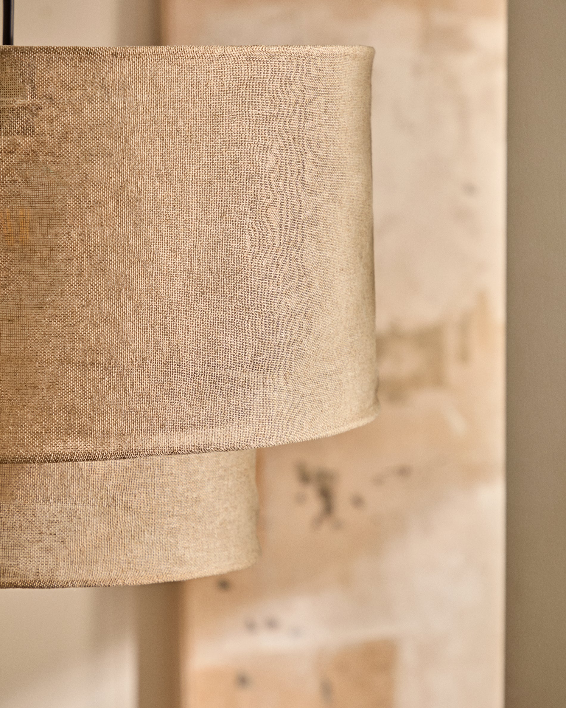 Mariela linen ceiling lamp shade in a beige finish Ø 40 x 34 cm - Lifestyle