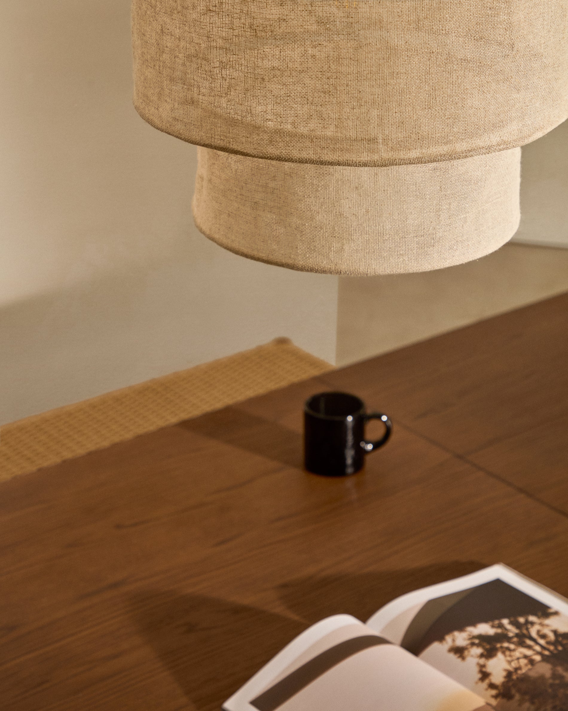 Mariela linen ceiling lamp shade in a beige finish Ø 40 x 34 cm - Lifestyle