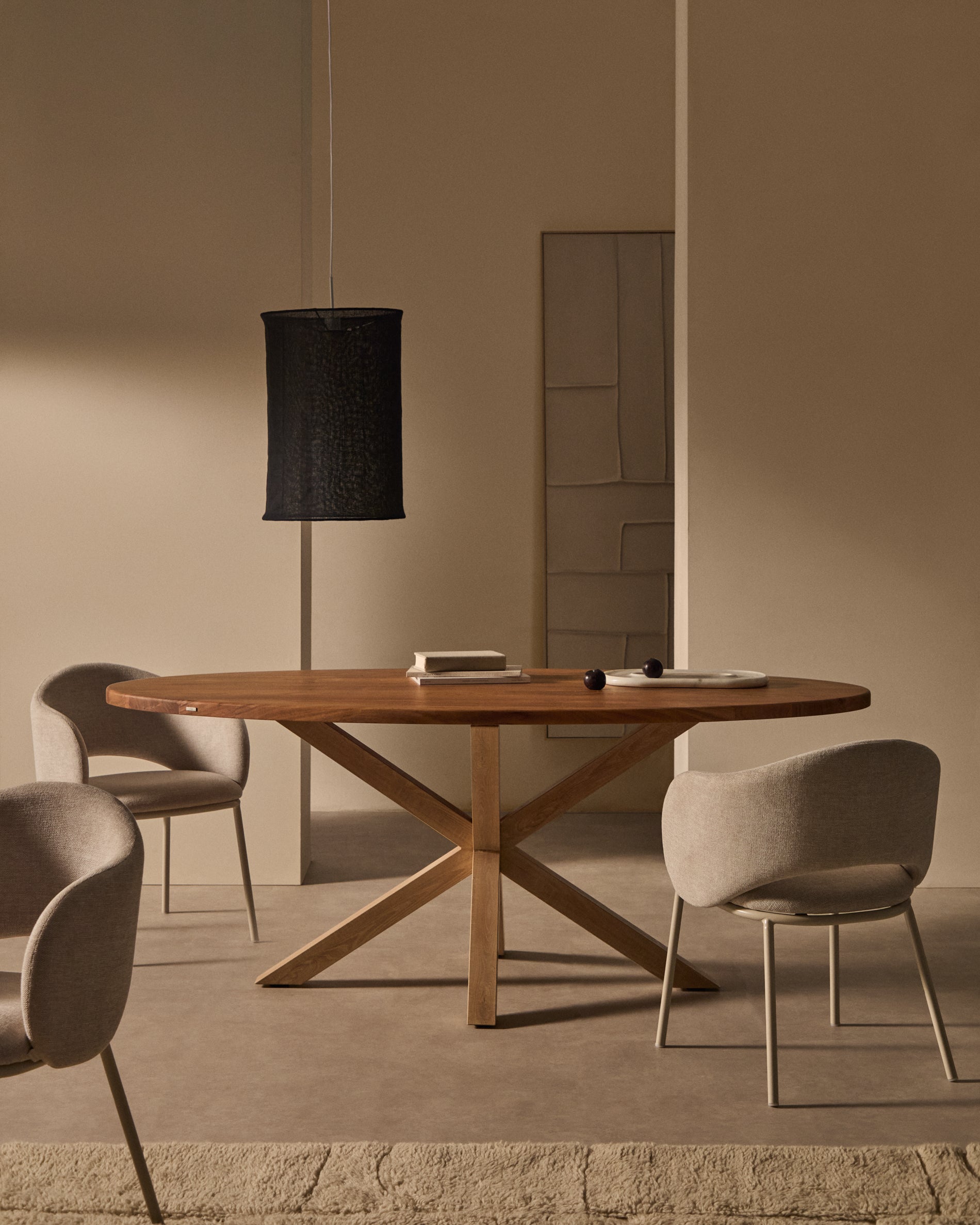 Argo oval table in solid acacia wood and wood-effect steel legs Ø 200 100 cm - Lifestyle