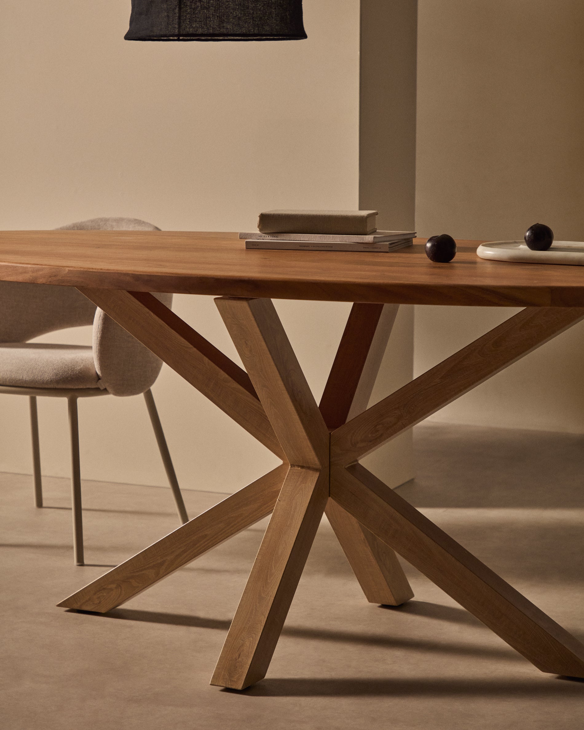 Argo oval table in solid acacia wood and wood-effect steel legs Ø 200 100 cm - Lifestyle