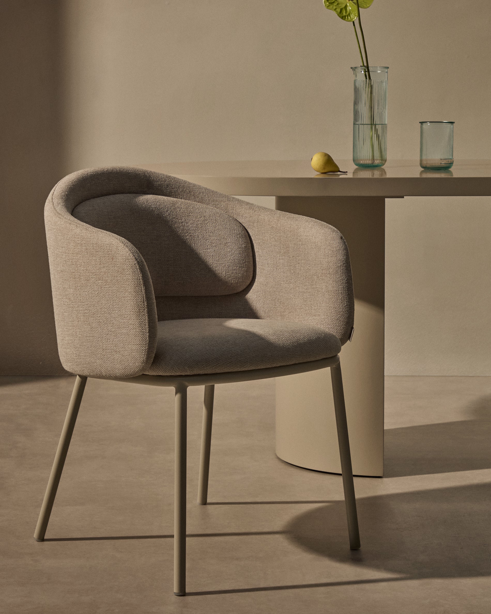 Idaira chair in beige and steel legs in a beige finish, FSC Mix Credit - Lifestyle