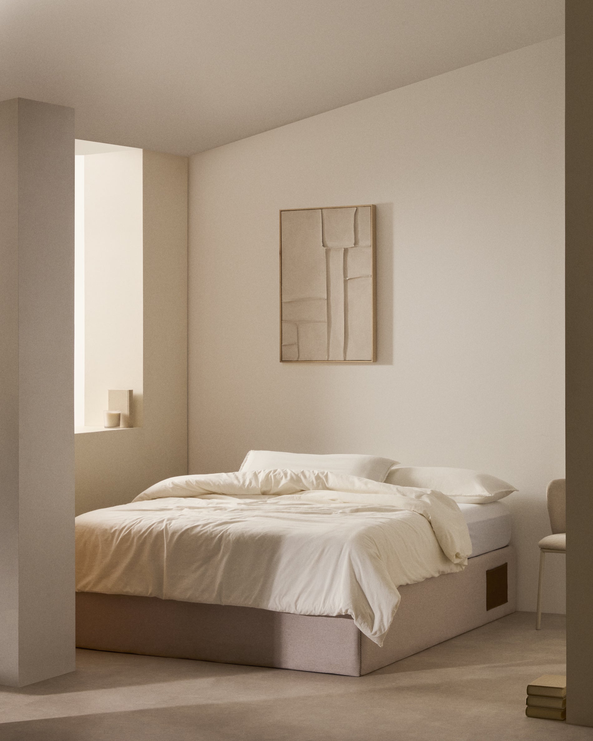 Matters ottoman bed base in beige for a 140 x 190 cm mattress - Lifestyle