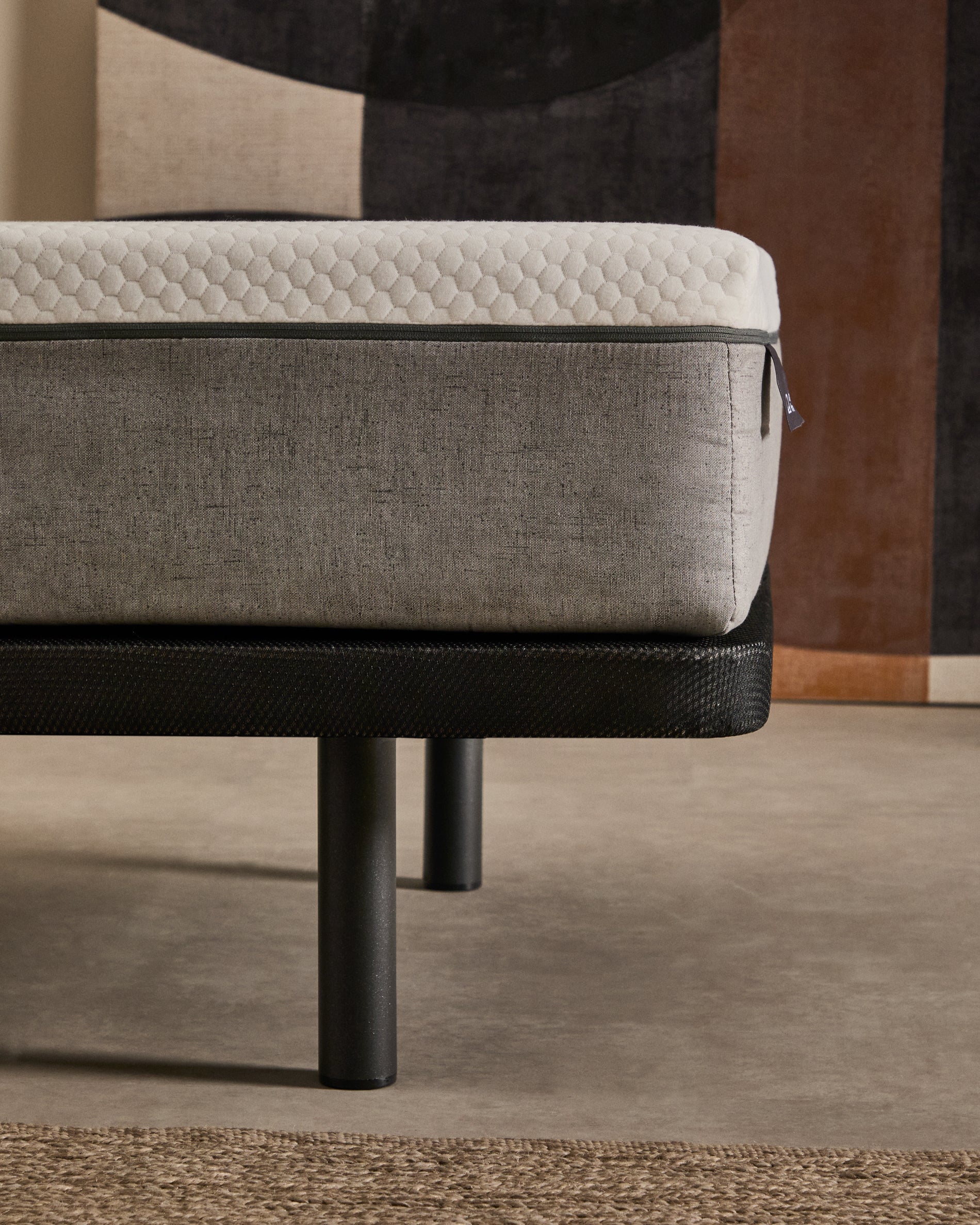 Under base upholstered with 3D fabric for 90 x 190cm mattress - Lifestyle