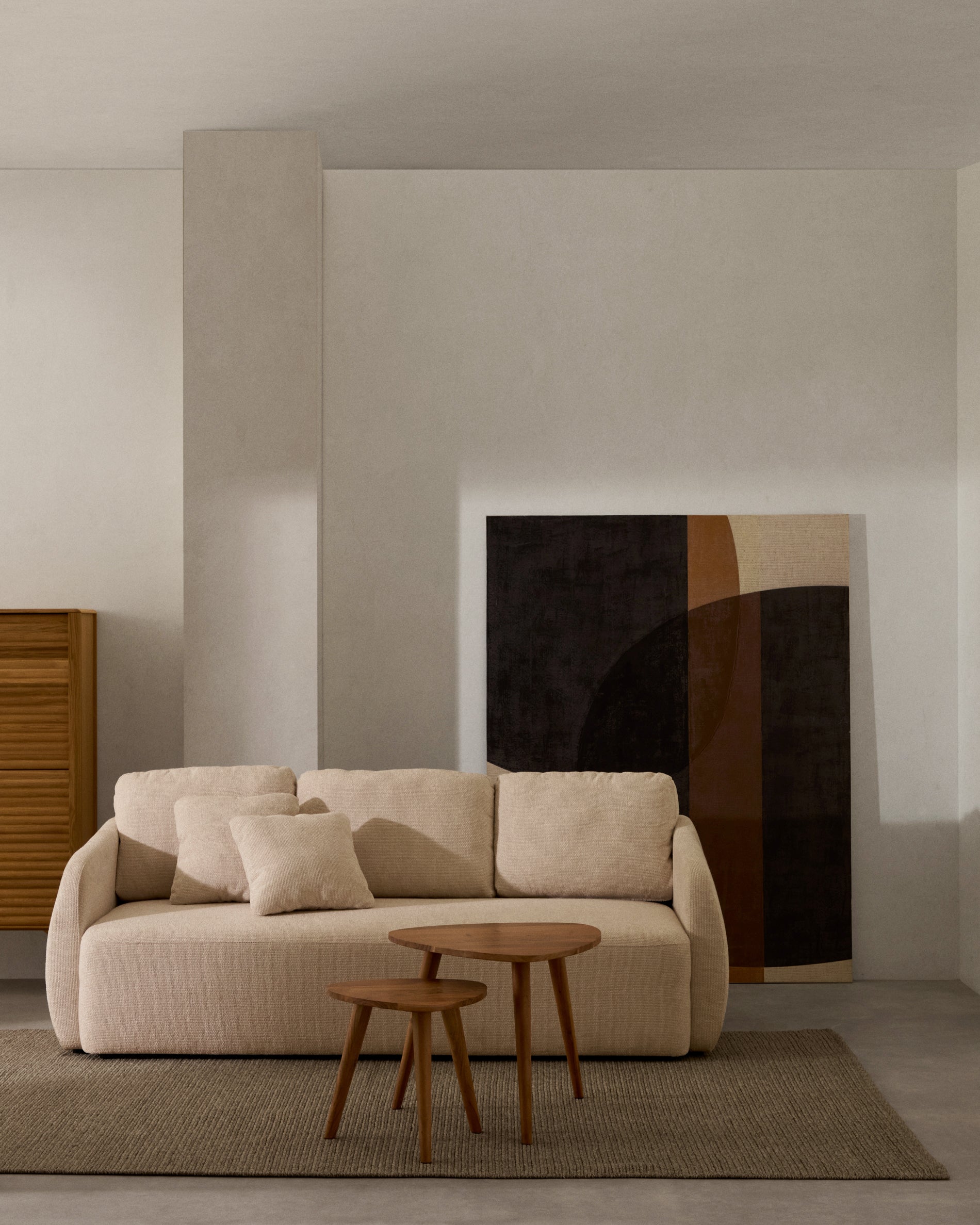Laira 3-seater sofa bed in ecru chenille 218cm FSC Mix Credit - Lifestyle