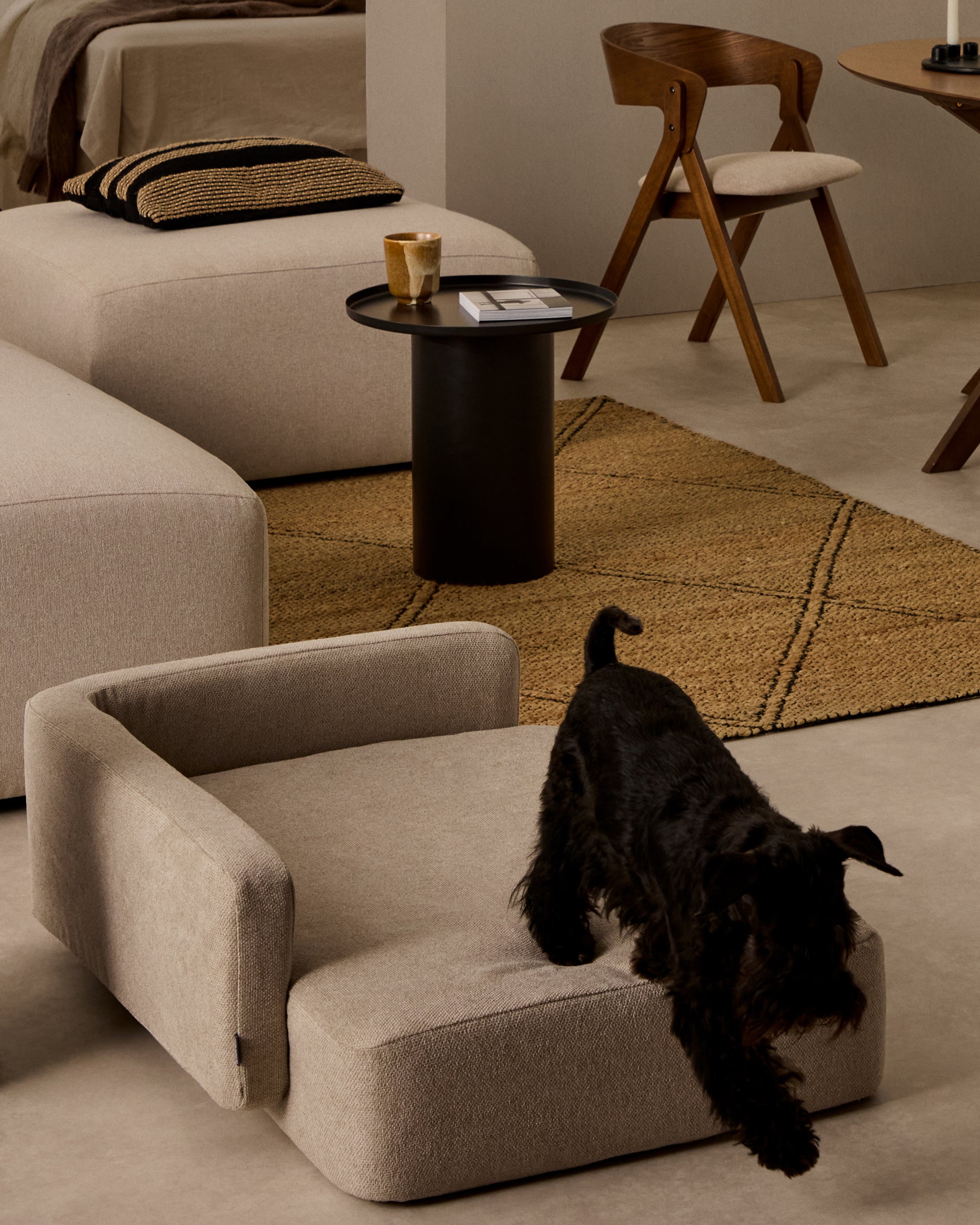 Bowie small bed for pets in beige 63 x 80 cm - Lifestyle