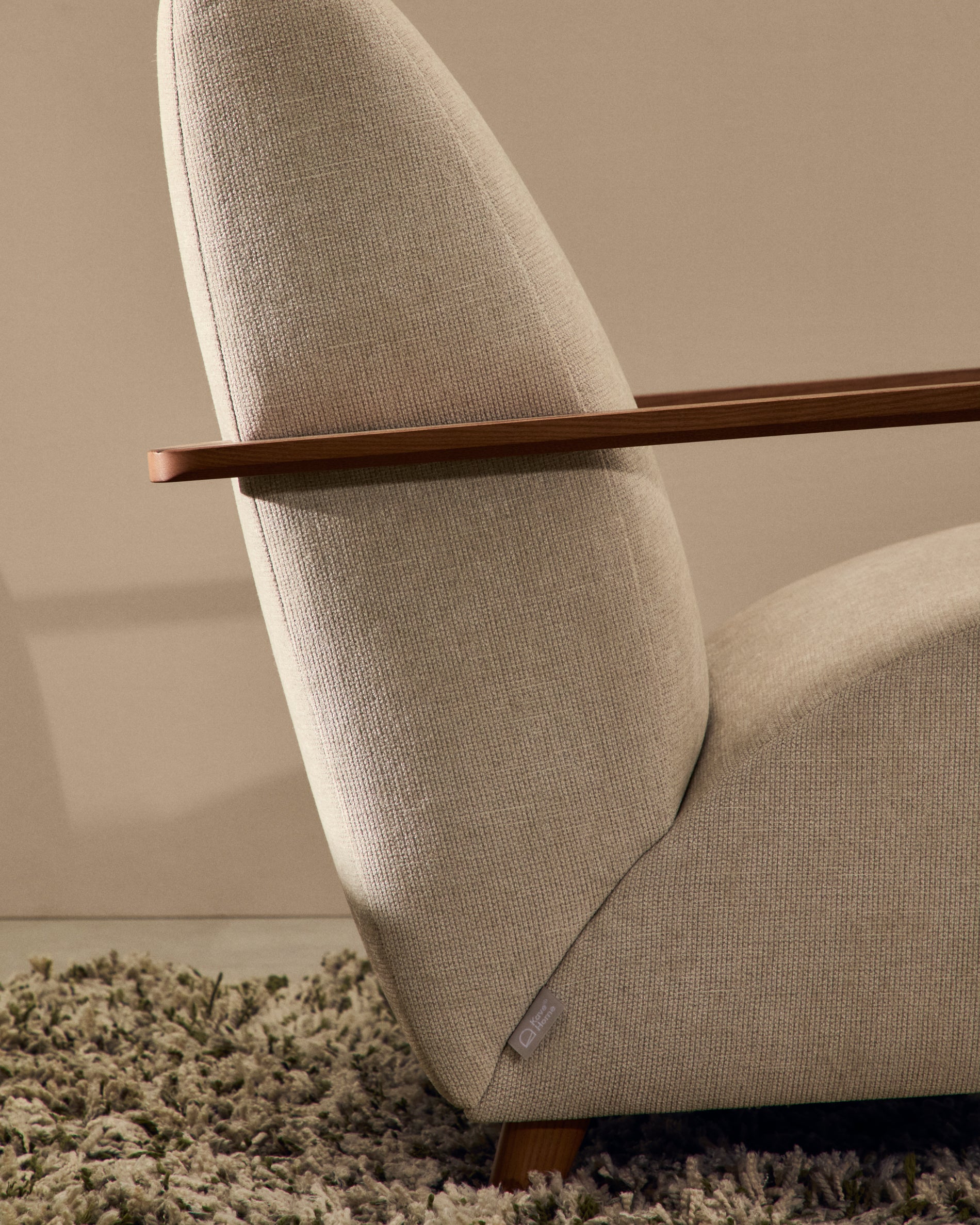 Meghan armchair in pearl chenille and solid ash wood with walnut finish FSC Mix Credit - Lifestyle