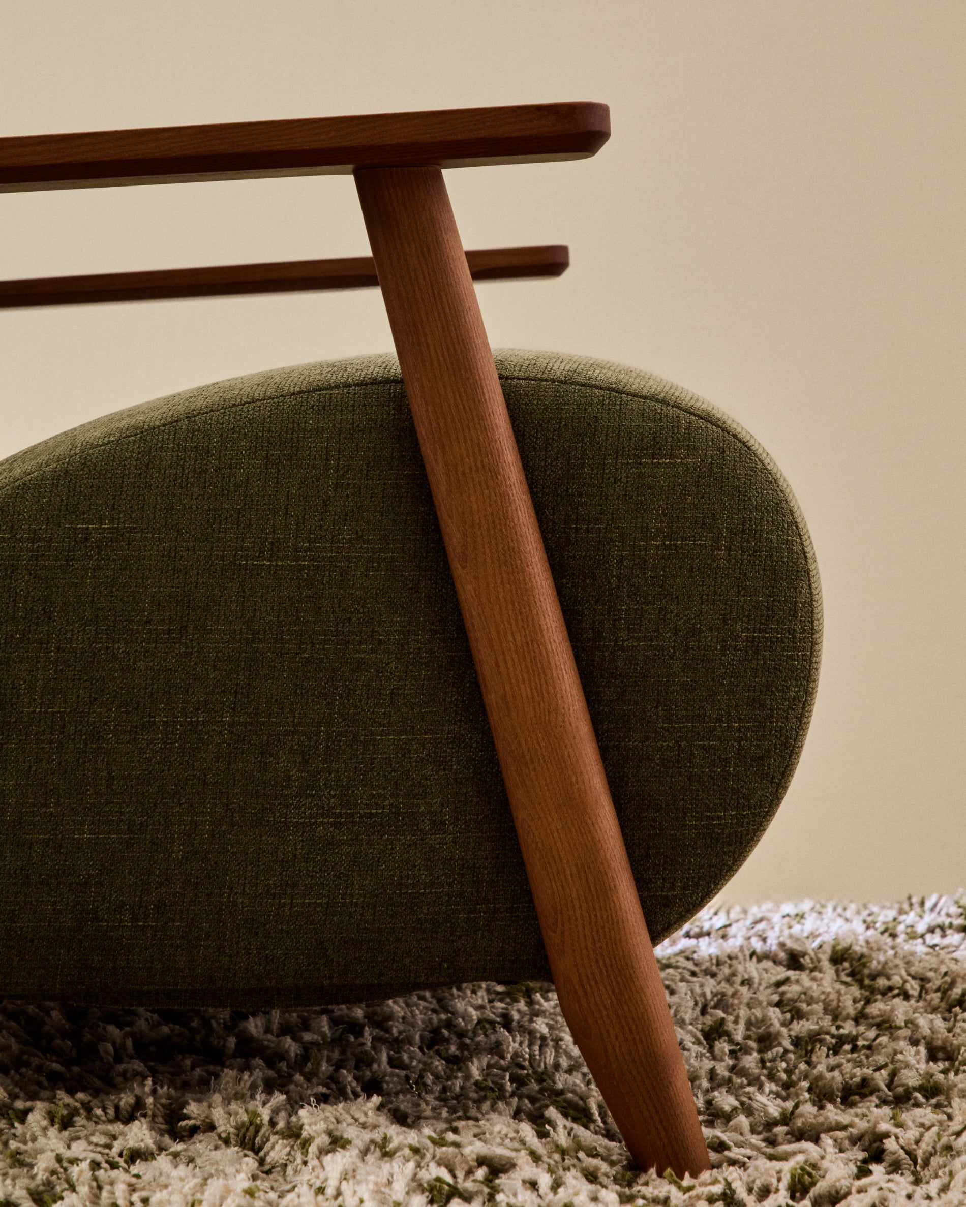 Meghan armchair in green chenille and solid ash wood with walnut finish FSC Mix Credit - Lifestyle