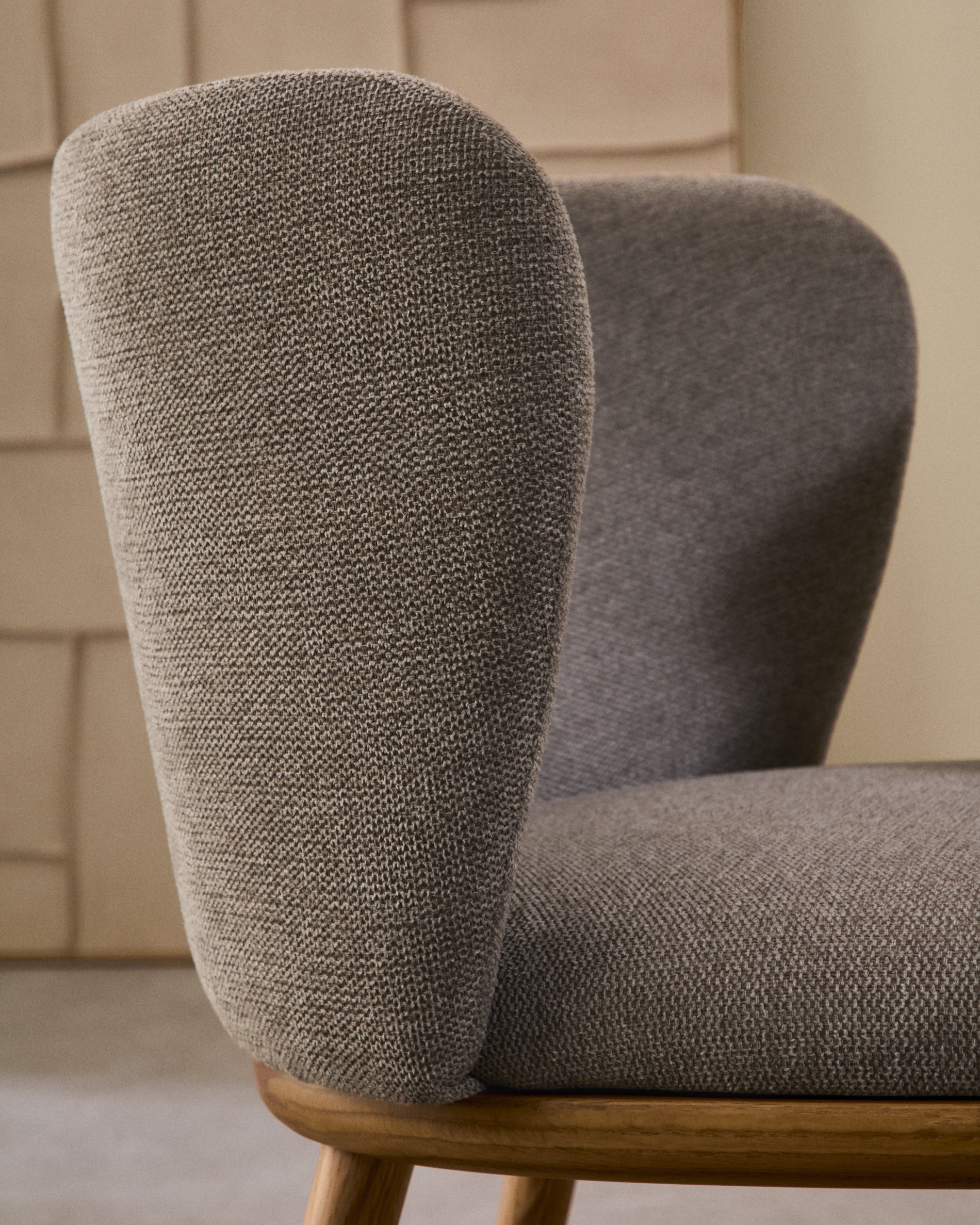 Ciselia chair brown chenille and solid ash wood natural tone finish FSC Mix Credit - Lifestyle