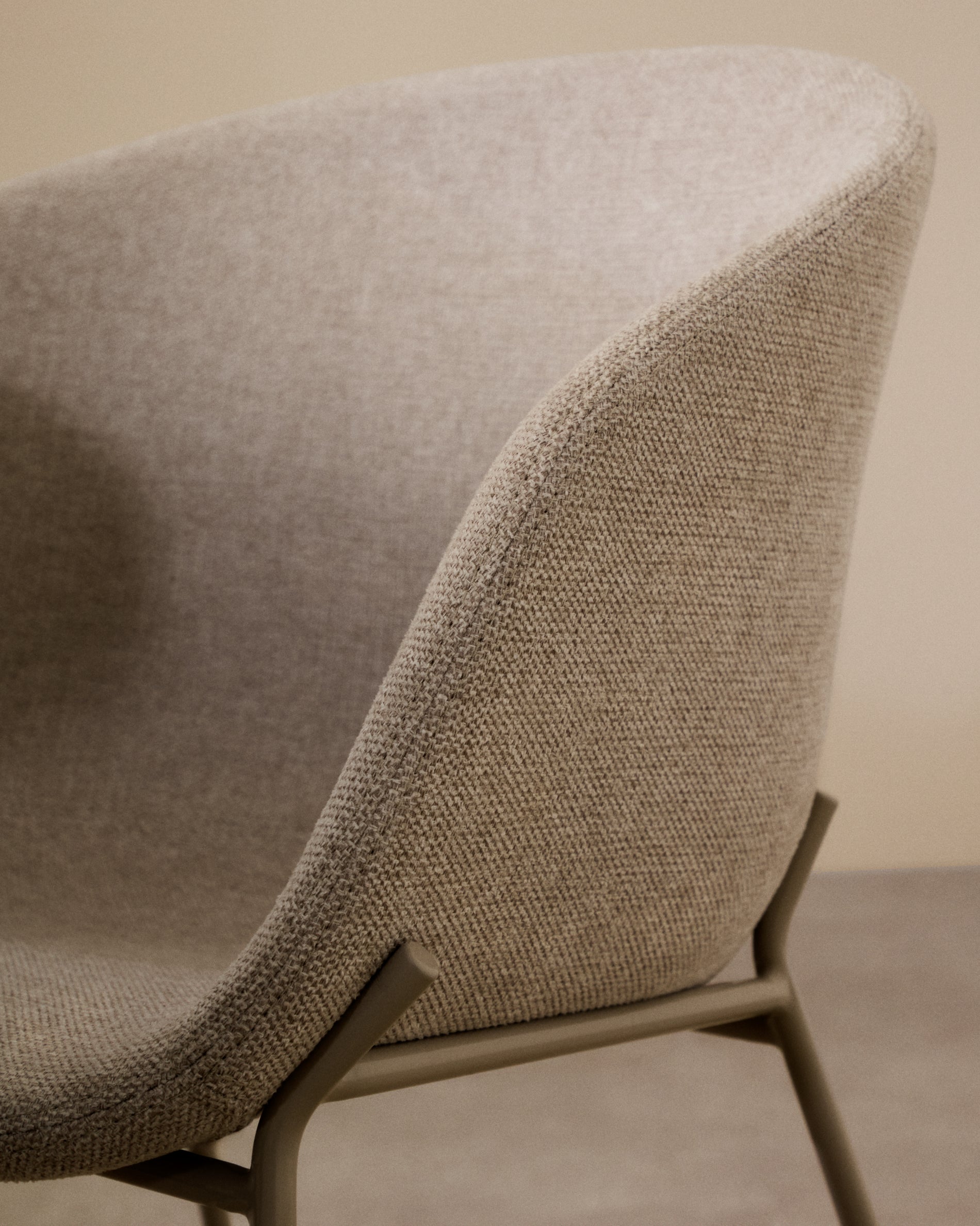 Yvette chair in beige chenille and steel legs in a beige finish - Lifestyle