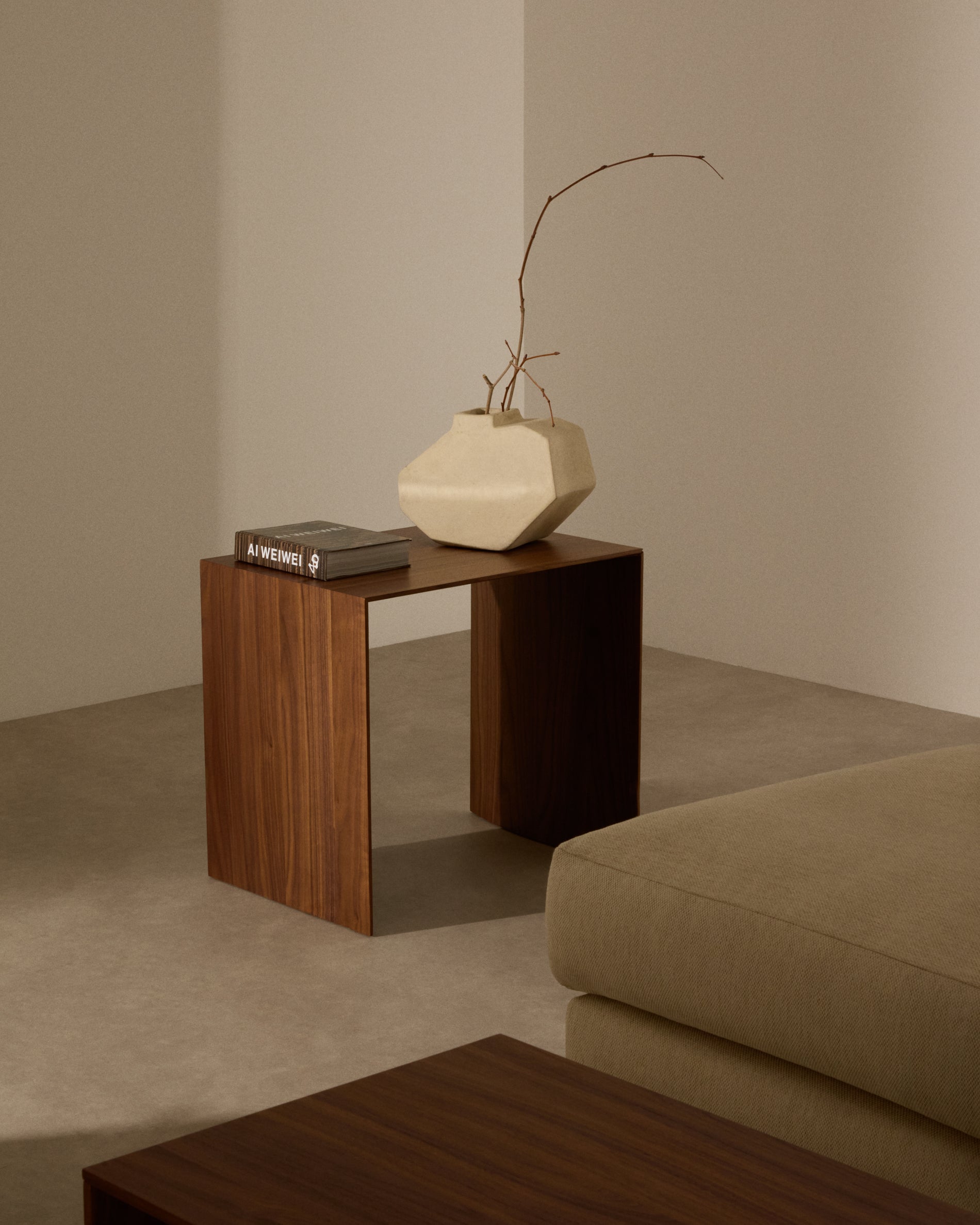 Litto walnut veneer FSC Mix Credit side table, 55 x 40 cm - Lifestyle