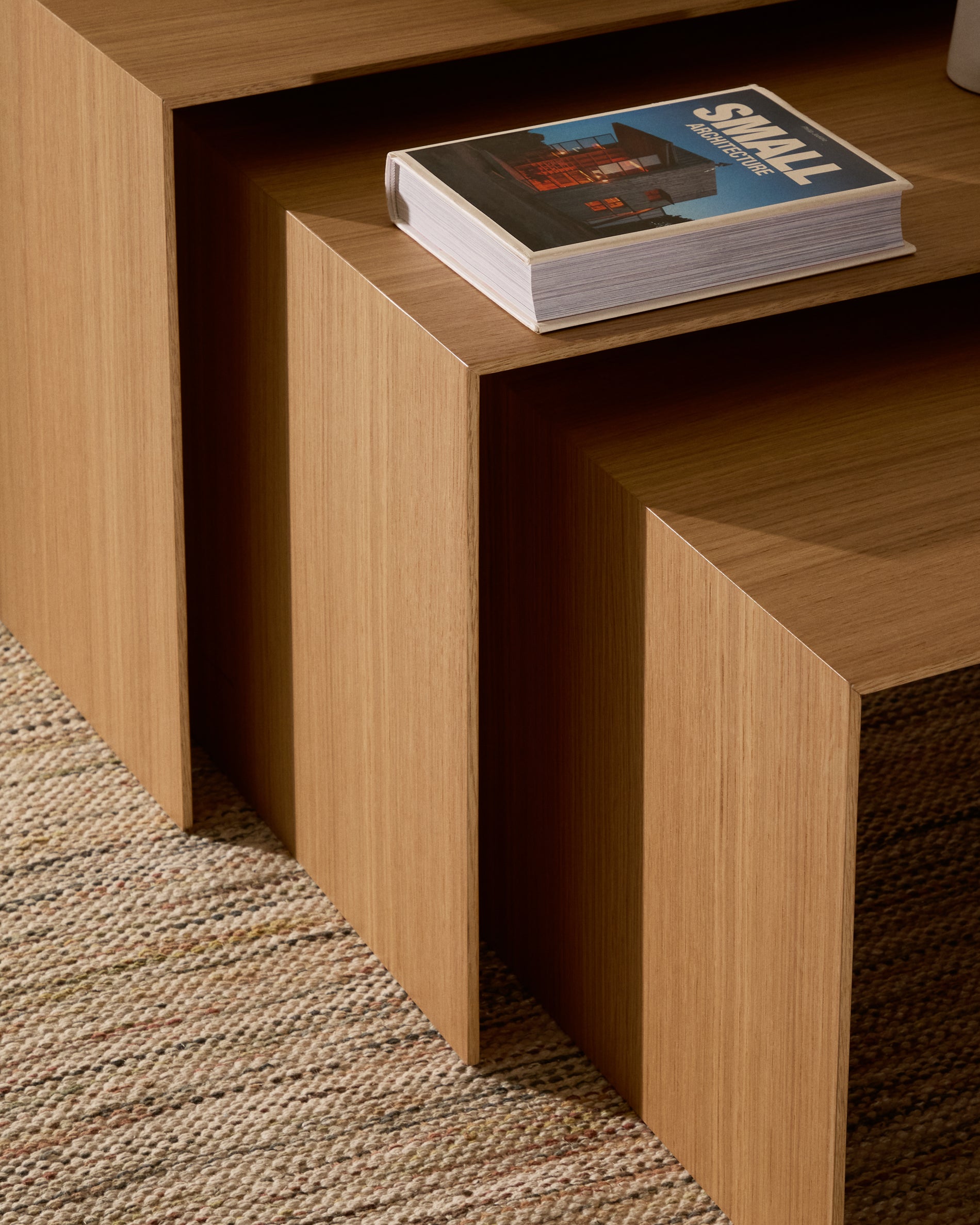 Litto set of 3 oak veneer nesting tables FSC Mix Credit 60 x 40 / 51 x 36 / 42 x 31 cm - Lifestyle