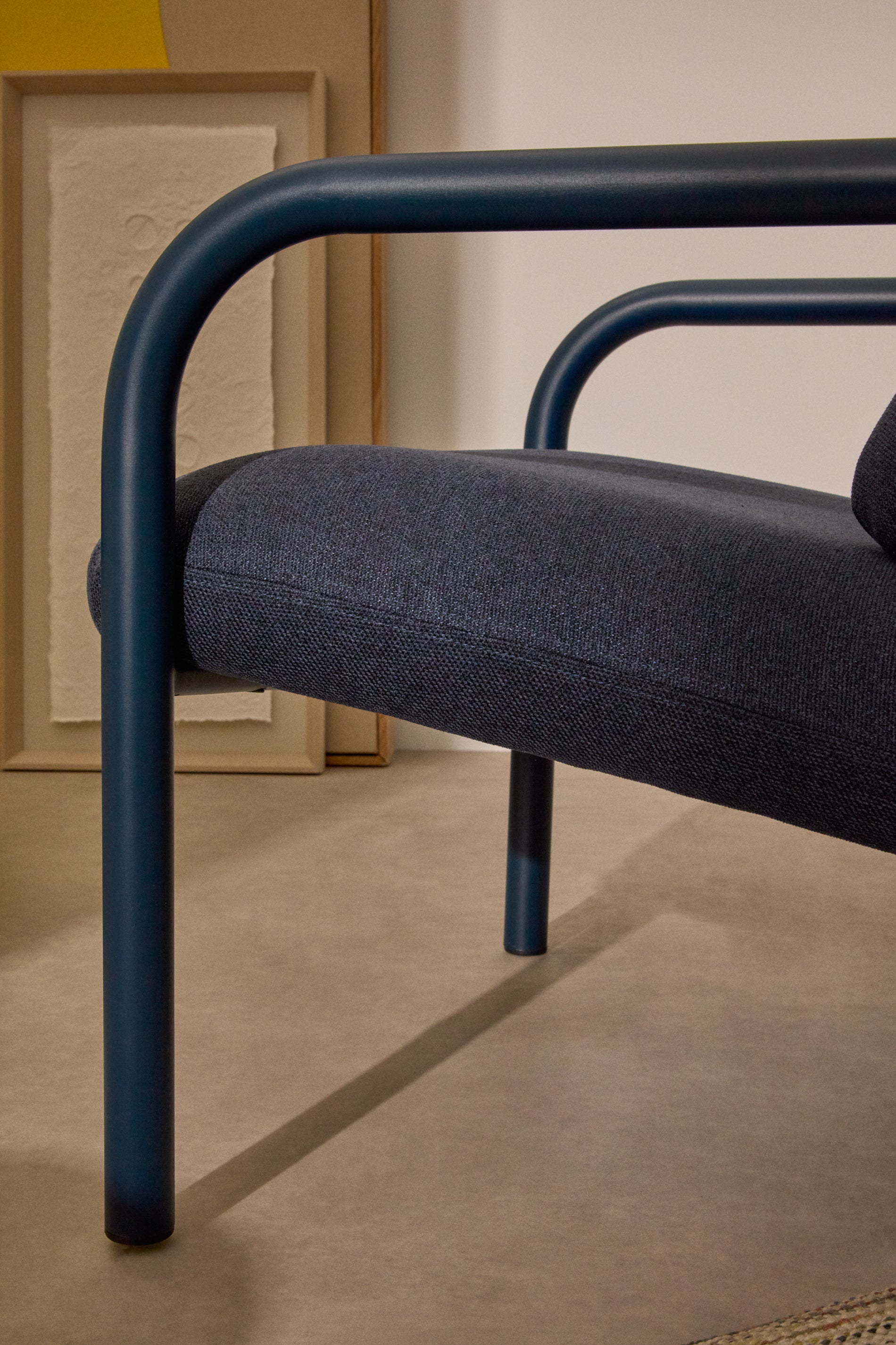 Inari armchair in blue with blue painted steel finish FSC Mix Credit - Lifestyle