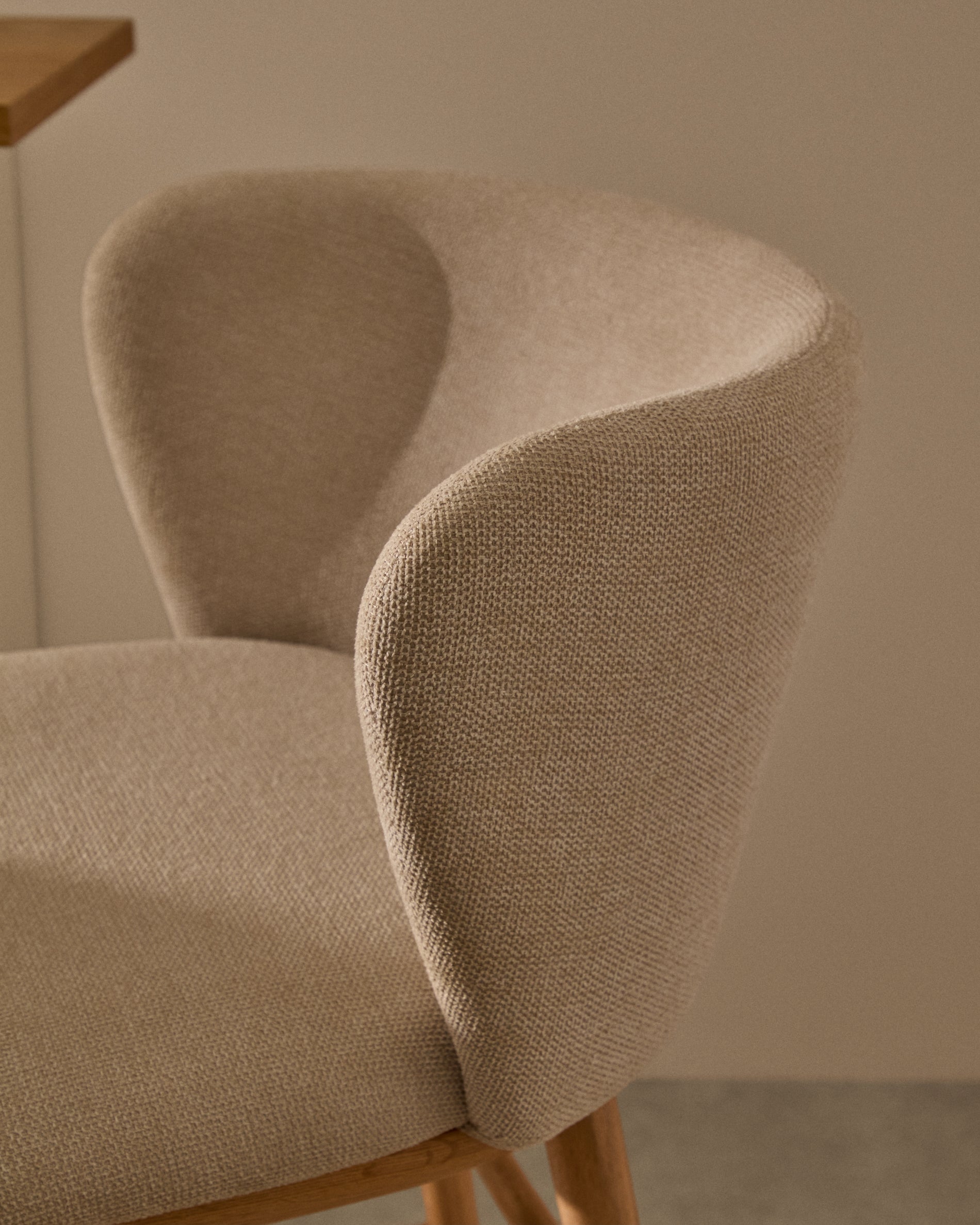 Ciselia stool beige chenille and solid ash wood natural tone finish FSC Mix Credit 65 cm - Lifestyle