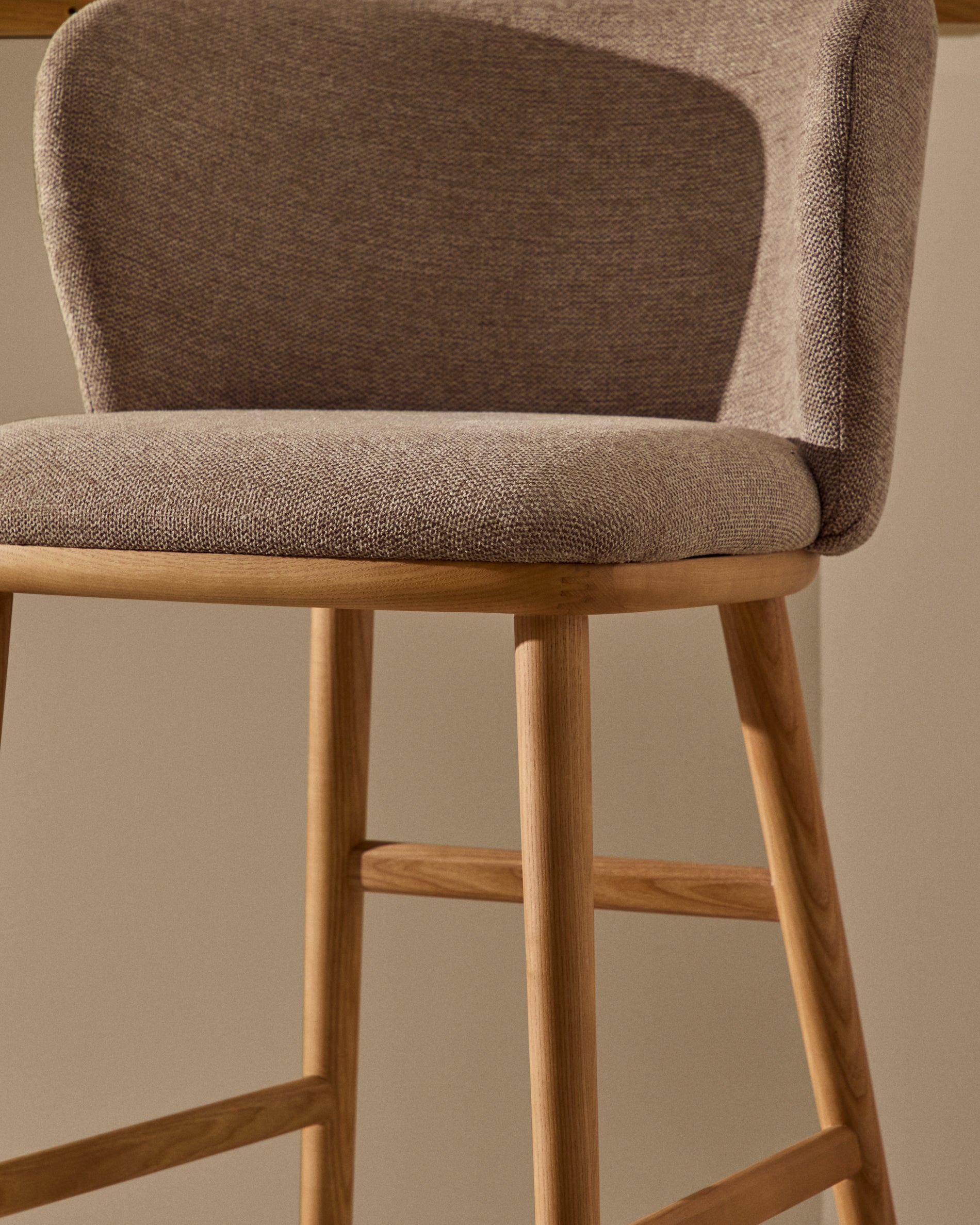 Ciselia stool brown chenille and solid ash wood natural tone finish FSC Mix Credit 75 cm - Lifestyle