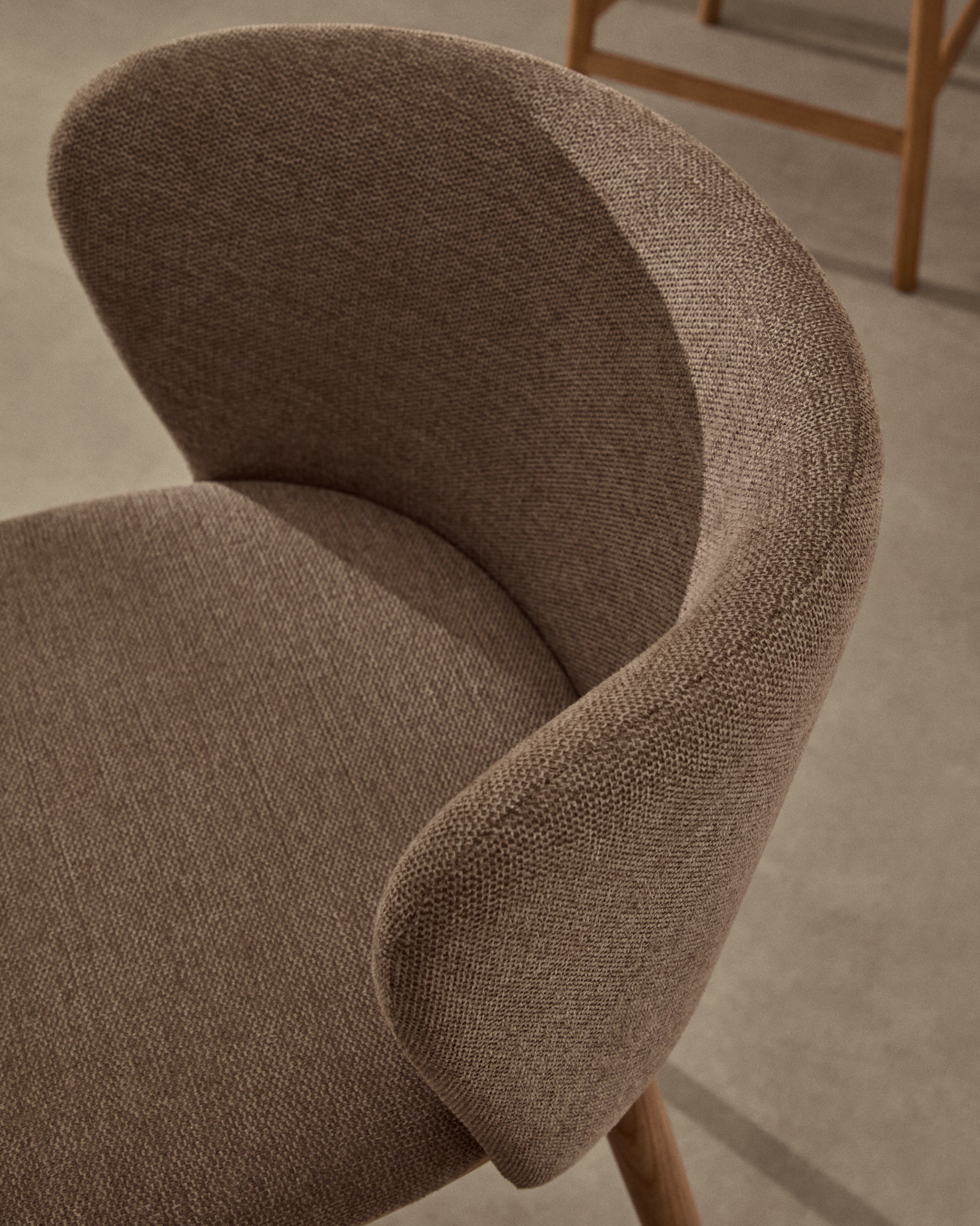 Ciselia stool brown chenille and solid ash wood natural tone finish FSC Mix Credit 75 cm - Lifestyle