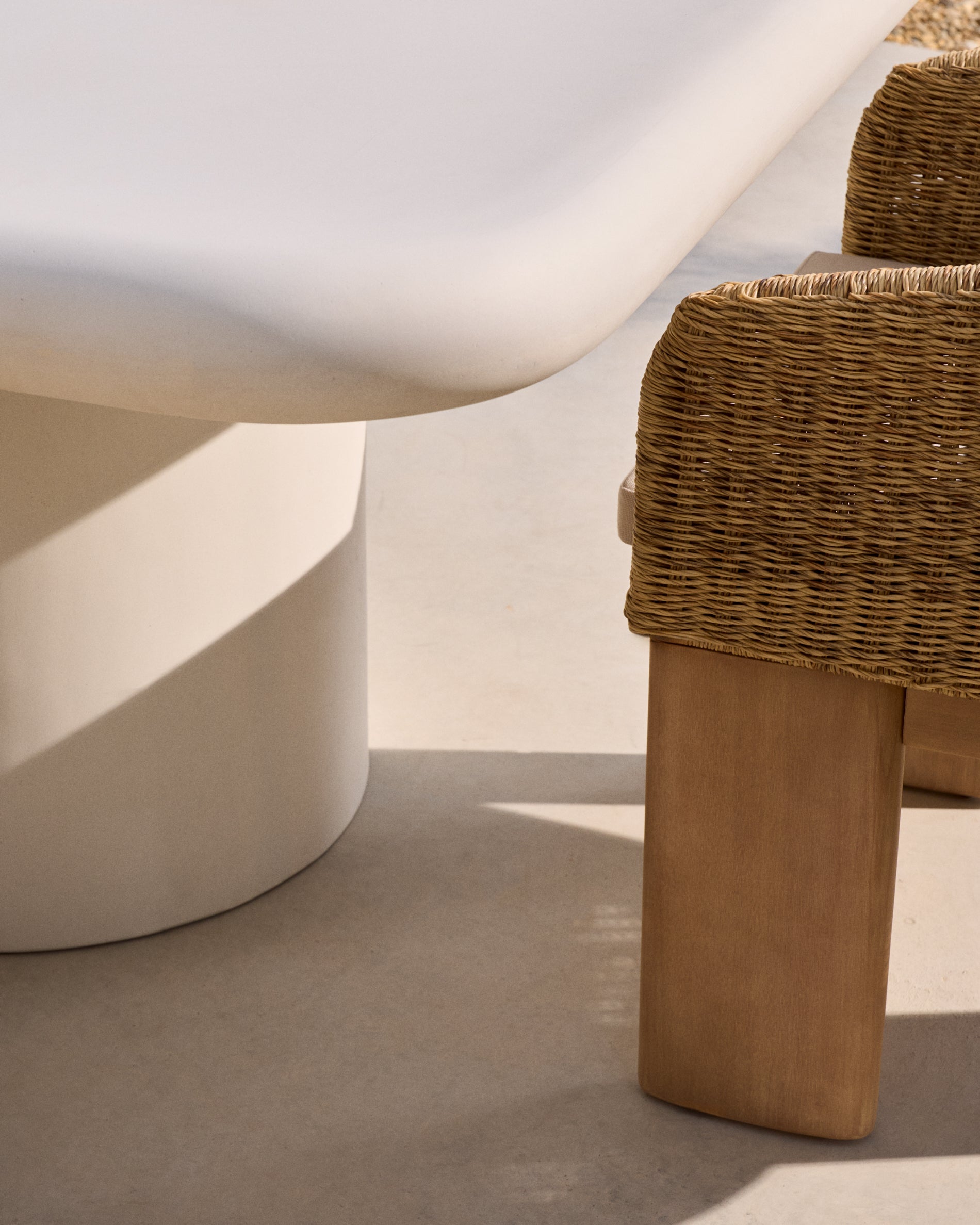 Addaia white cement table 135 x 135cm - Lifestyle