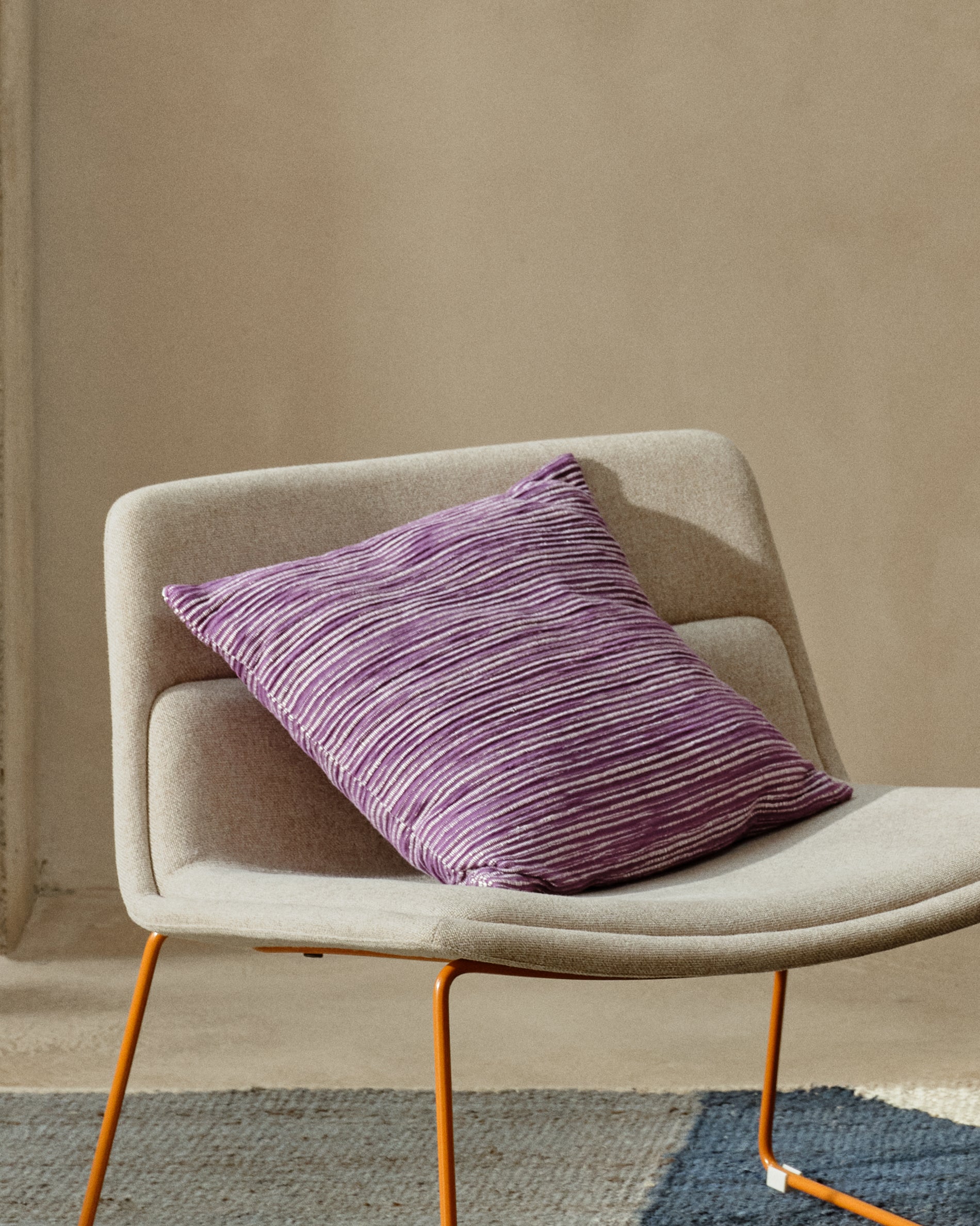 Niera purple striped cotton jacquard cushion cover 45 x 45cm - Lifestyle